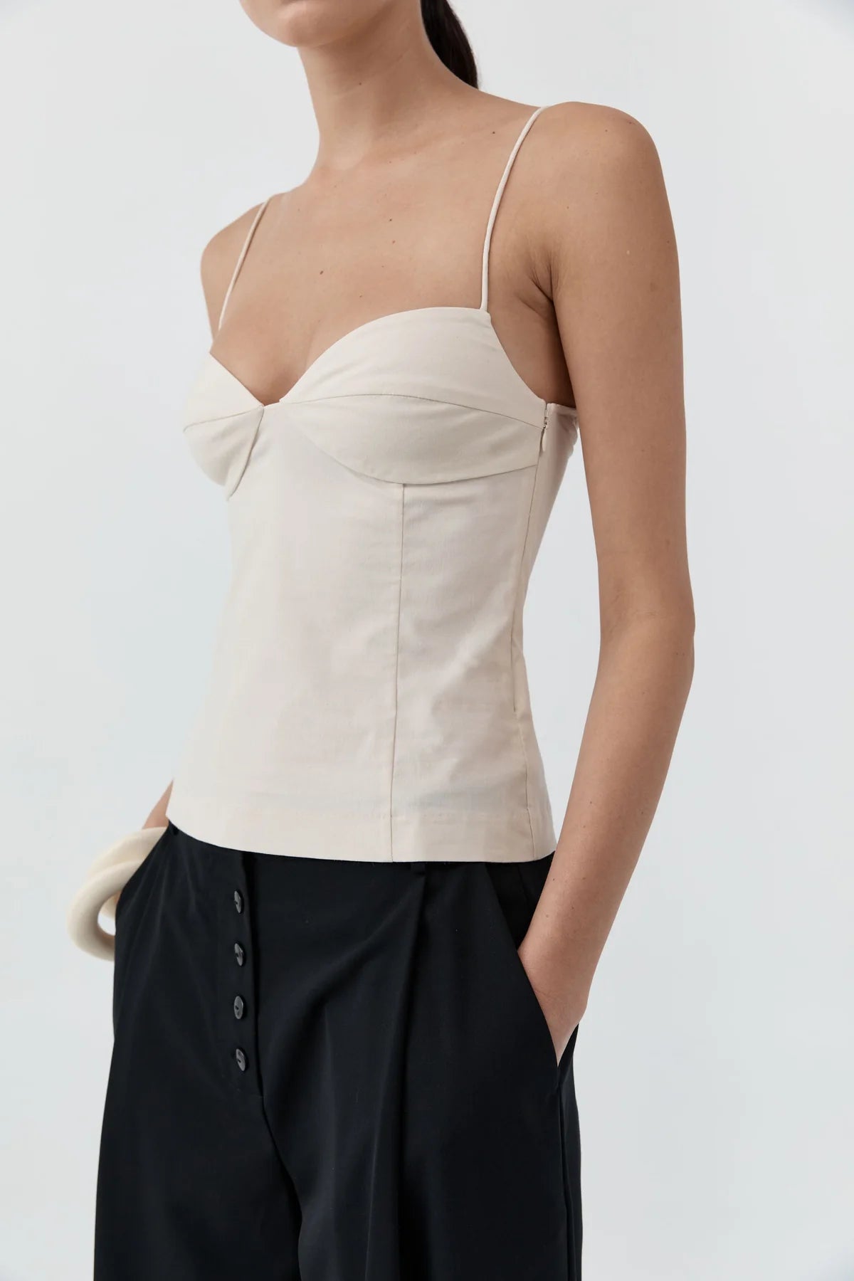 St. Agni - Stretch Cotton Cami Top - Porcelain