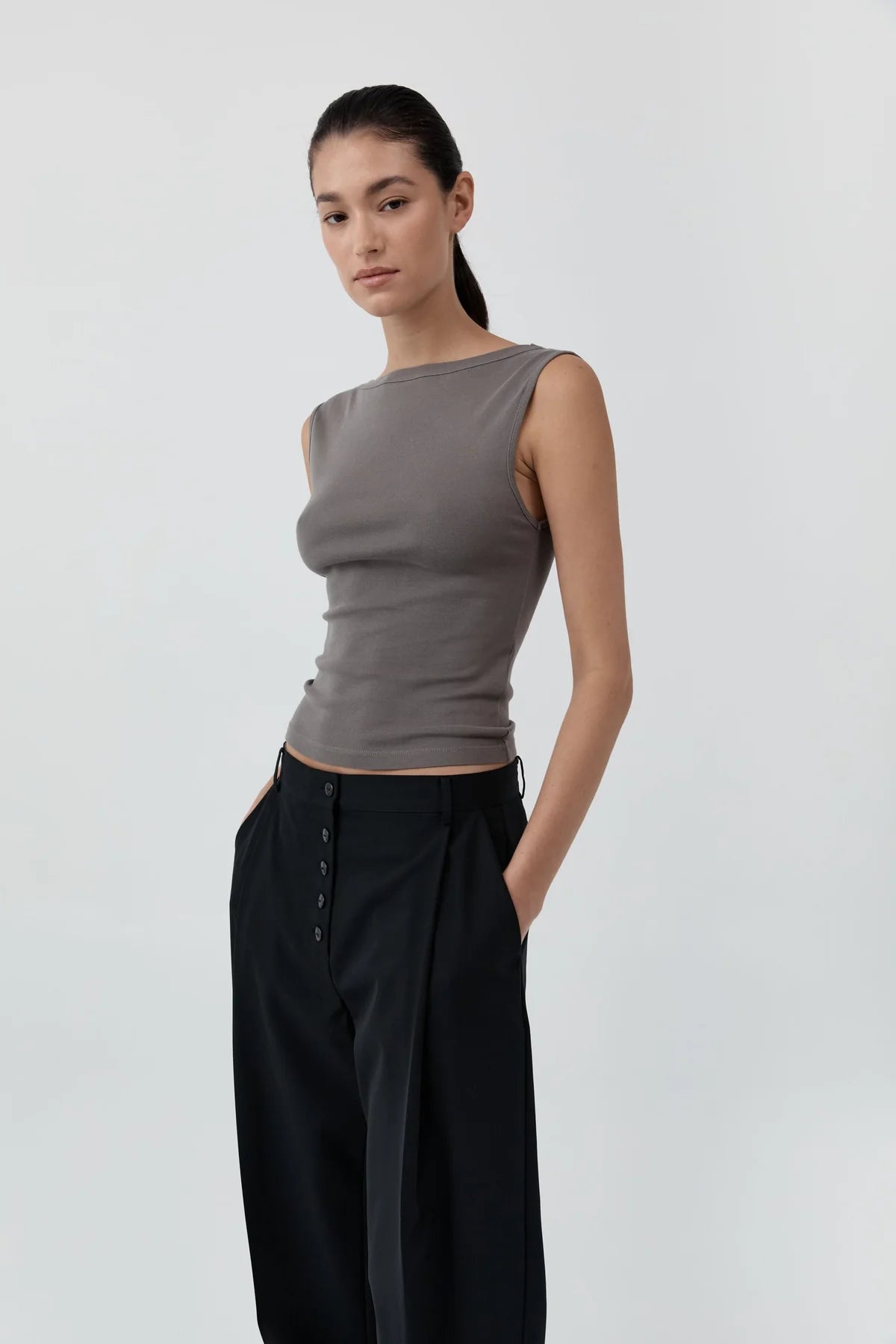 St. Agni - Organic Cotton Fitted Top - Clay