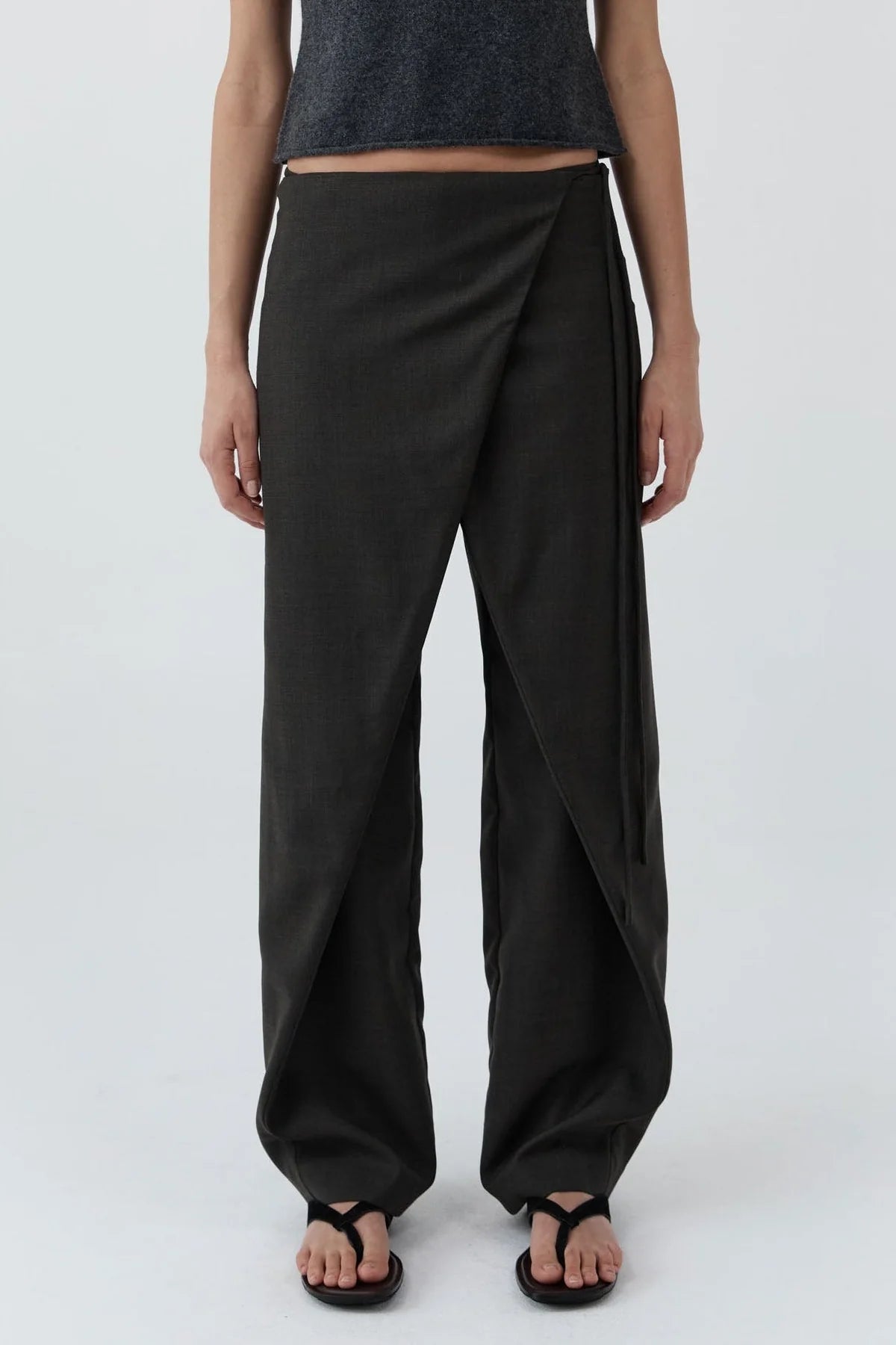 St. Agni - Wool-Blend Wrap Trousers - Umber