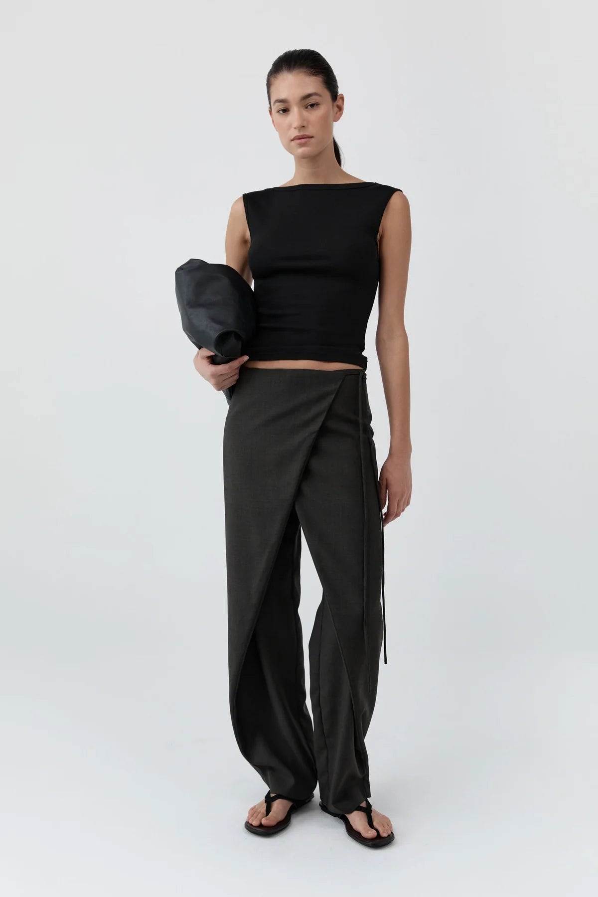St. Agni - Wool-Blend Wrap Trousers - Umber