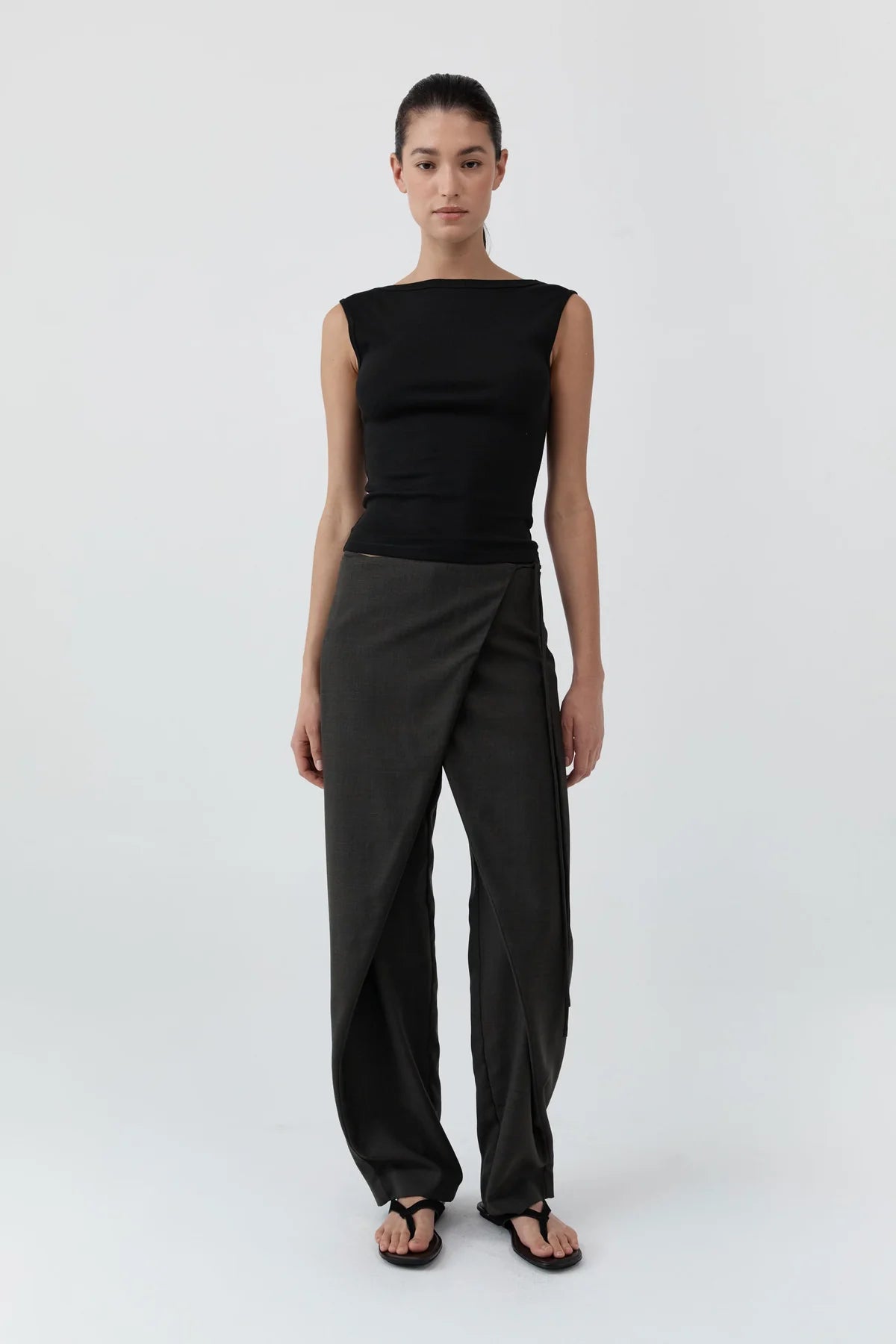 St. Agni - Wool-Blend Wrap Trousers - Umber