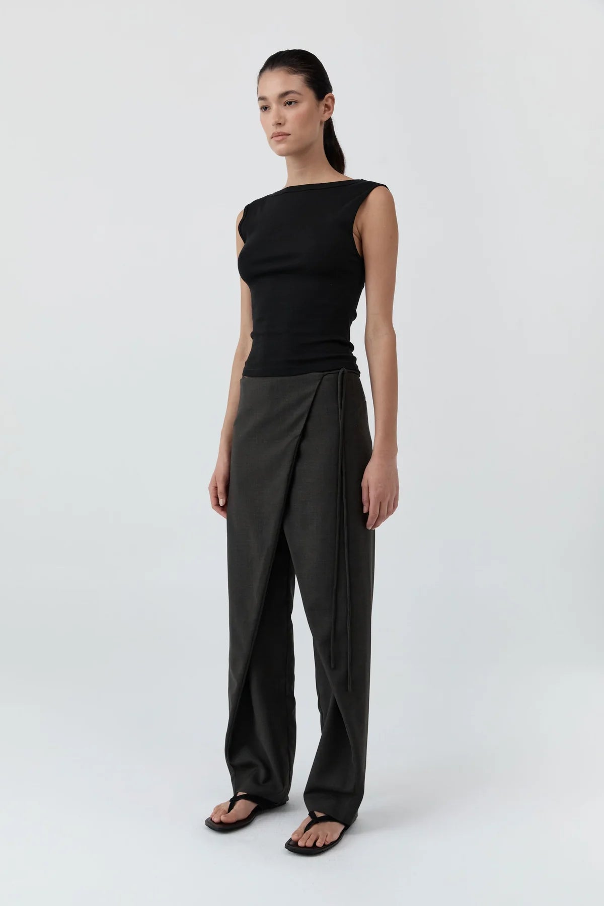 St. Agni - Wool-Blend Wrap Trousers - Umber