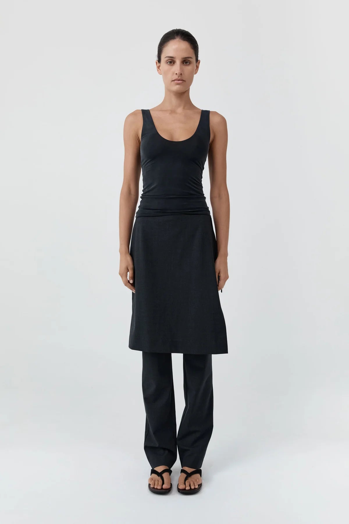 St. Agni - Wool-Blend Sarong Trousers - Dark Graphite