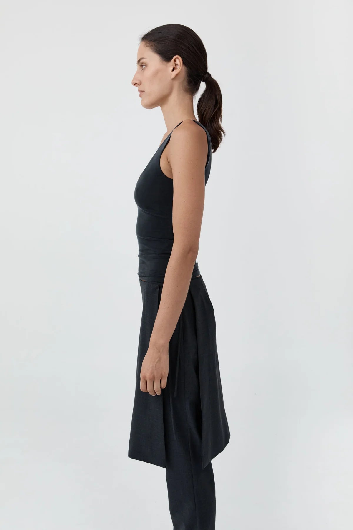 St. Agni - Wool-Blend Sarong Trousers - Dark Graphite