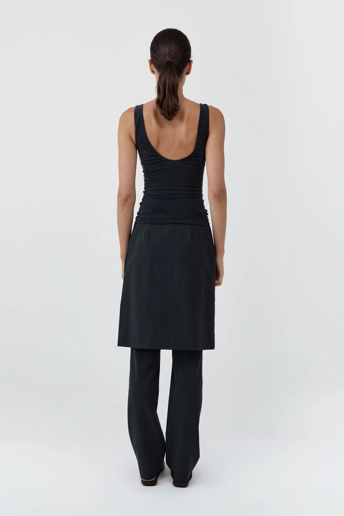 St. Agni - Wool-Blend Sarong Trousers - Dark Graphite