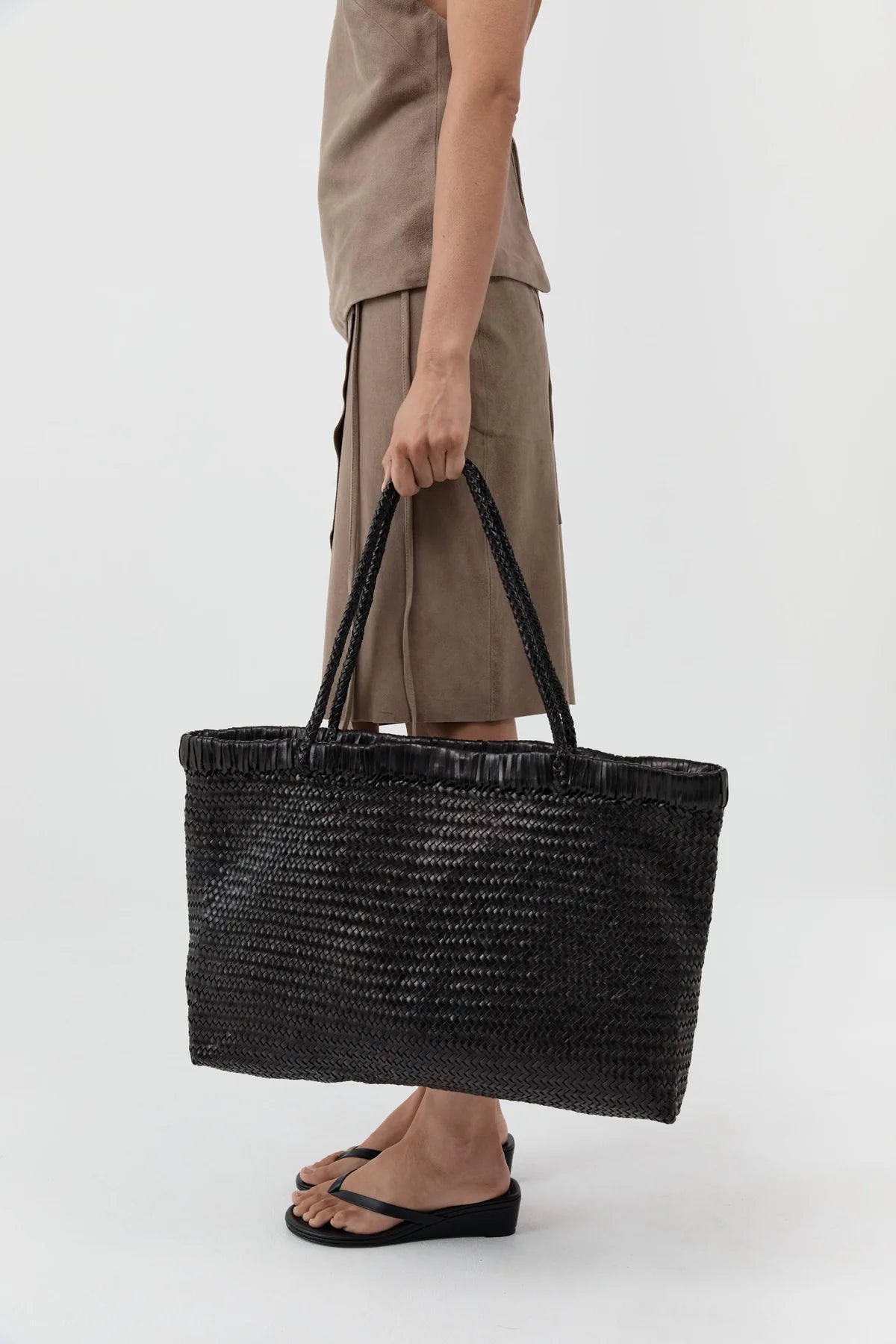 St. Agni - Woven Leather Tote Bag - Black