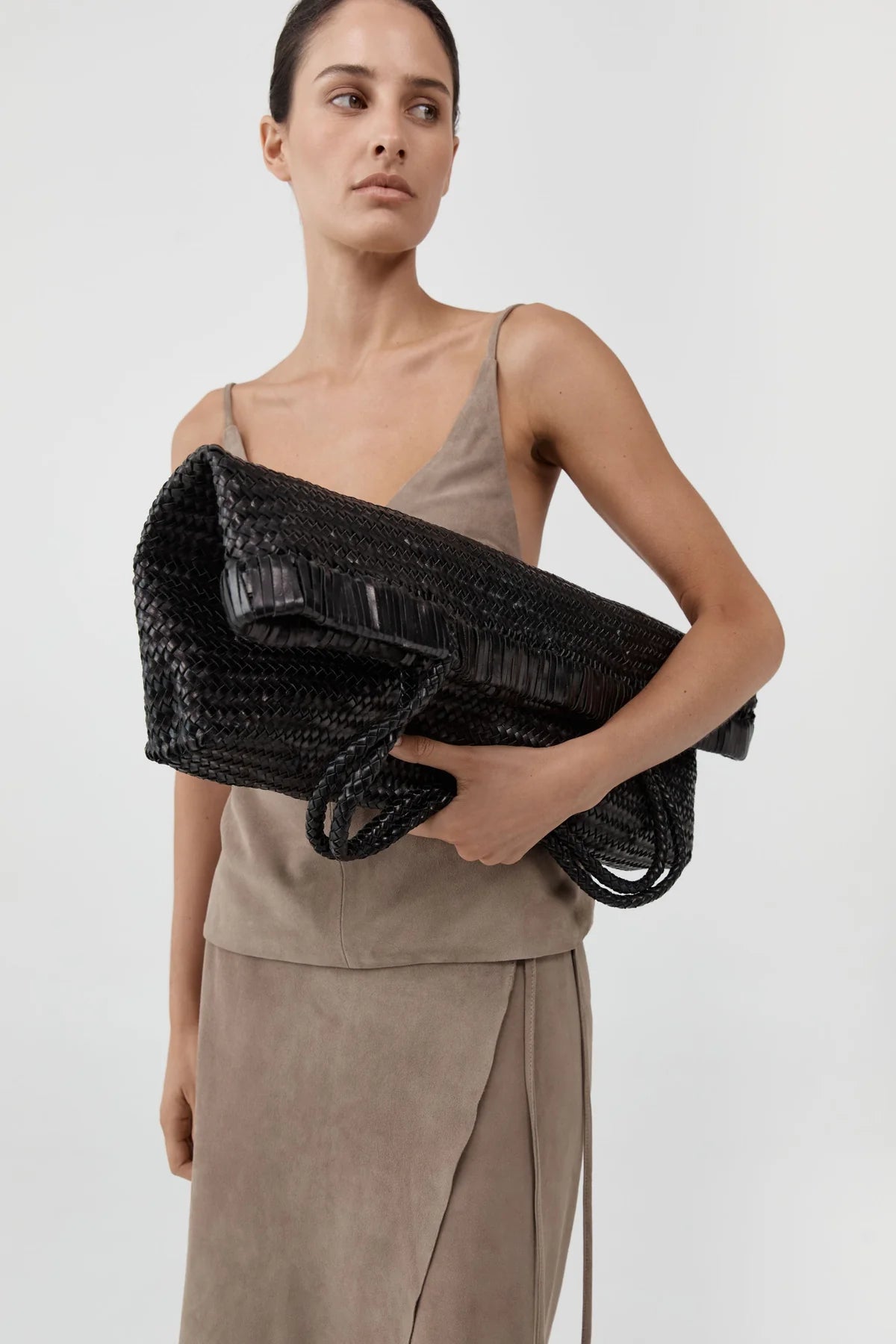 St. Agni - Woven Leather Tote Bag - Black