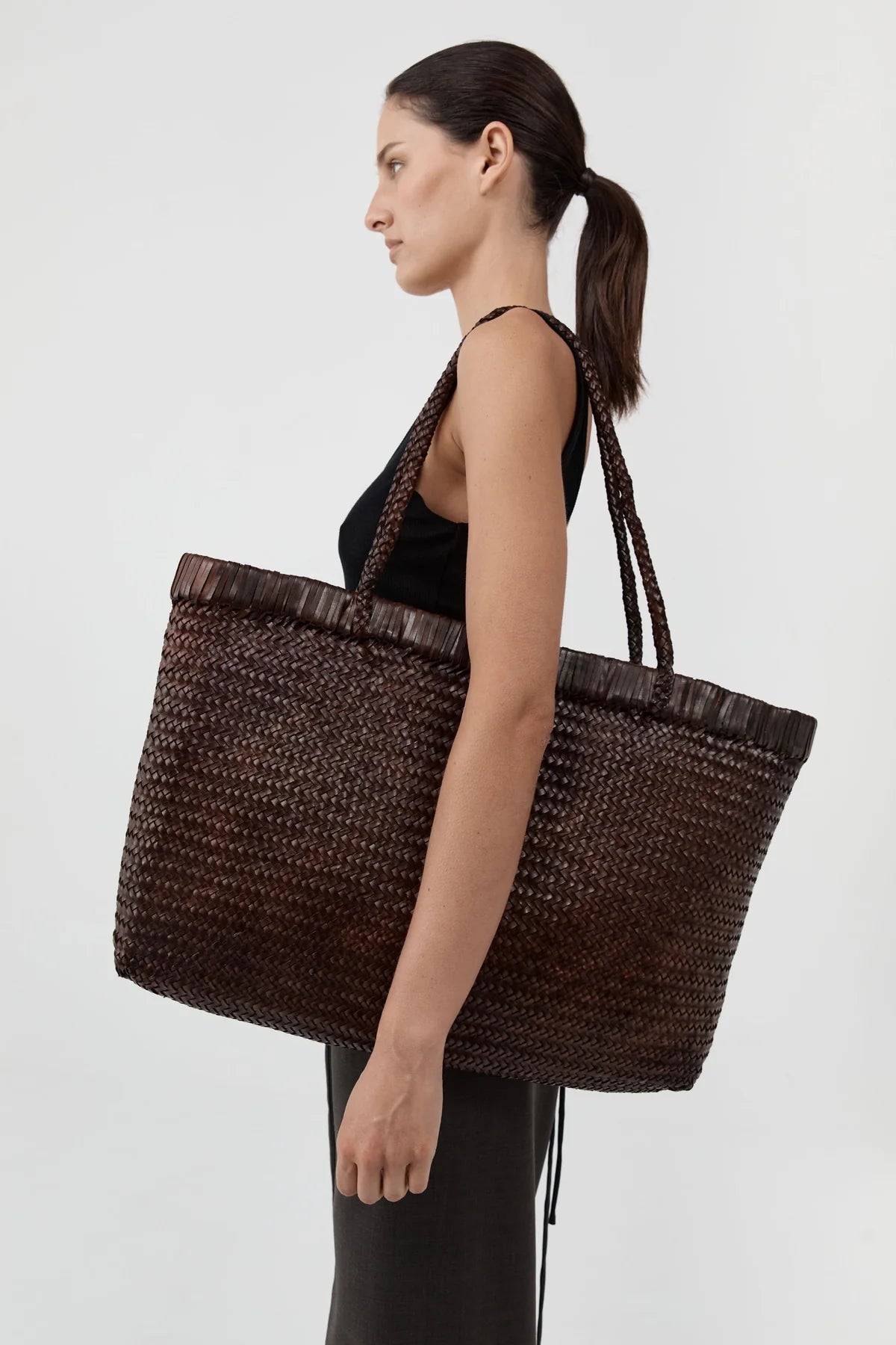 St. Agni - Woven Leather Tote Bag - Chocolate