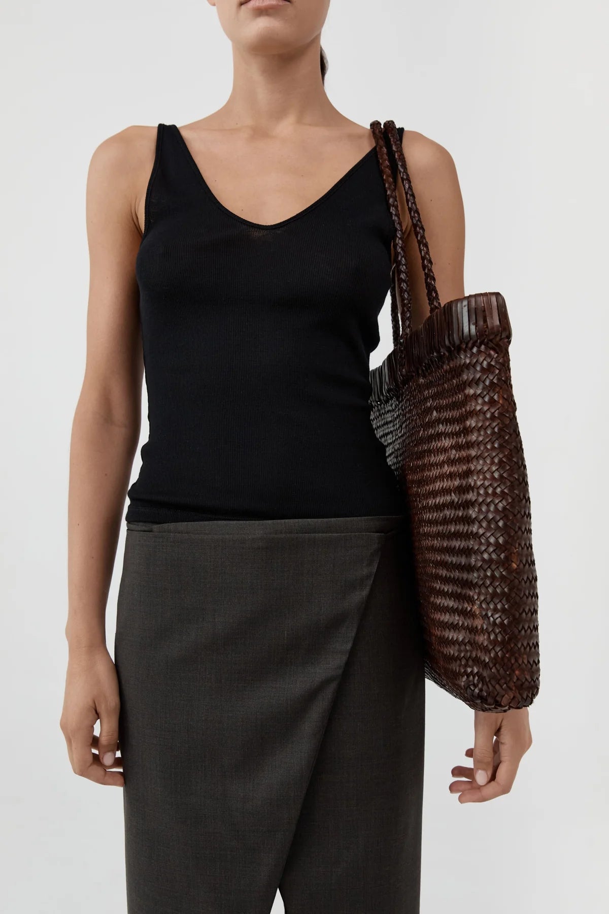 St. Agni - Woven Leather Tote Bag - Chocolate