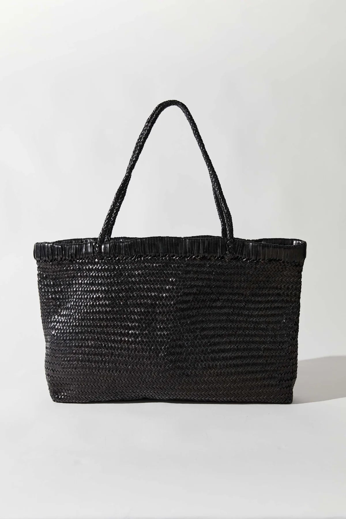 St. Agni - Woven Leather Tote Bag - Black