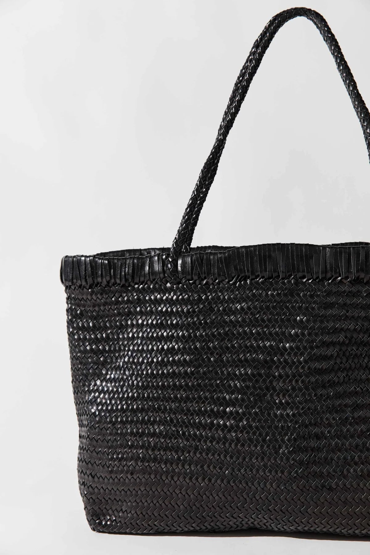 St. Agni - Woven Leather Tote Bag - Black