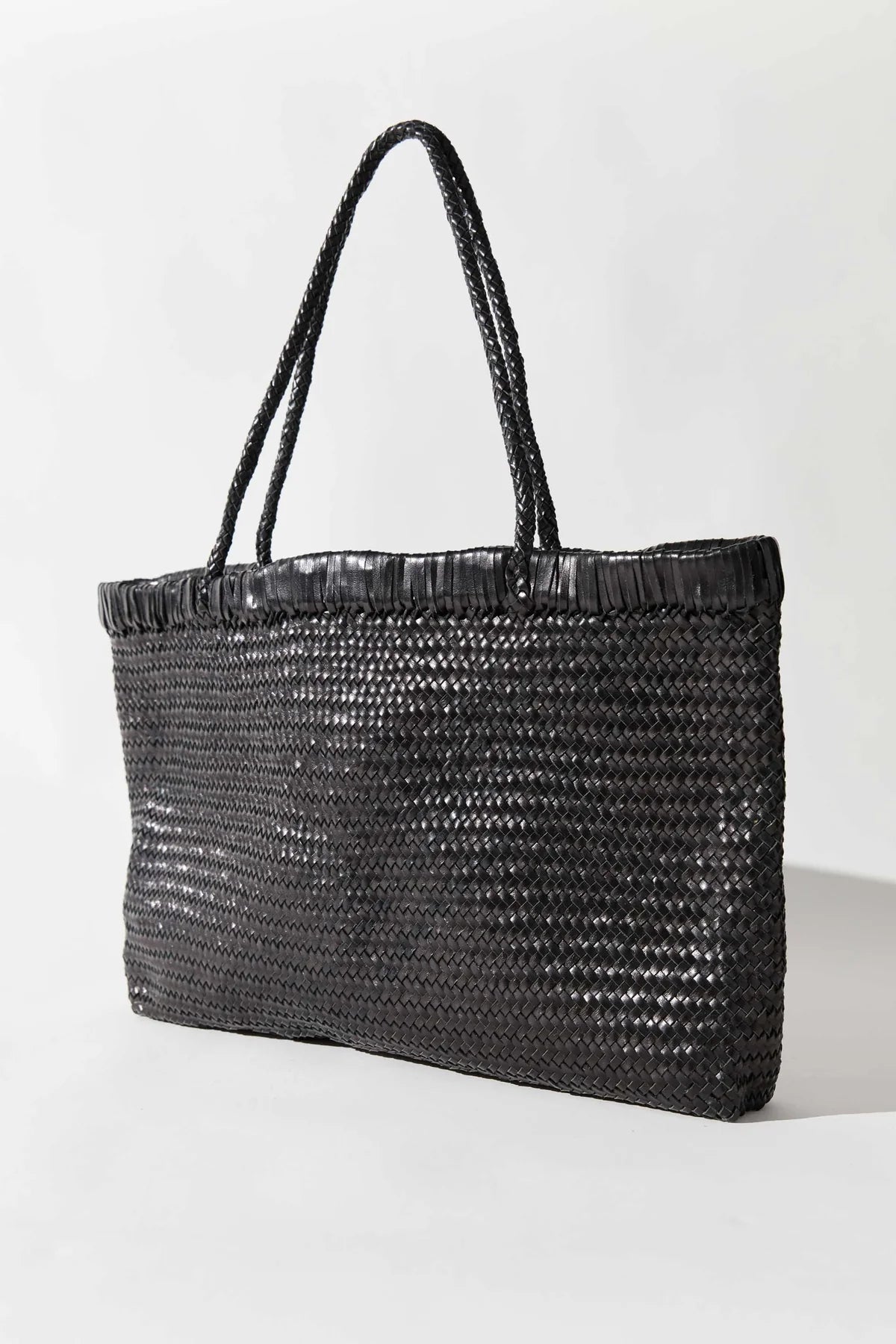 St. Agni - Woven Leather Tote Bag - Black