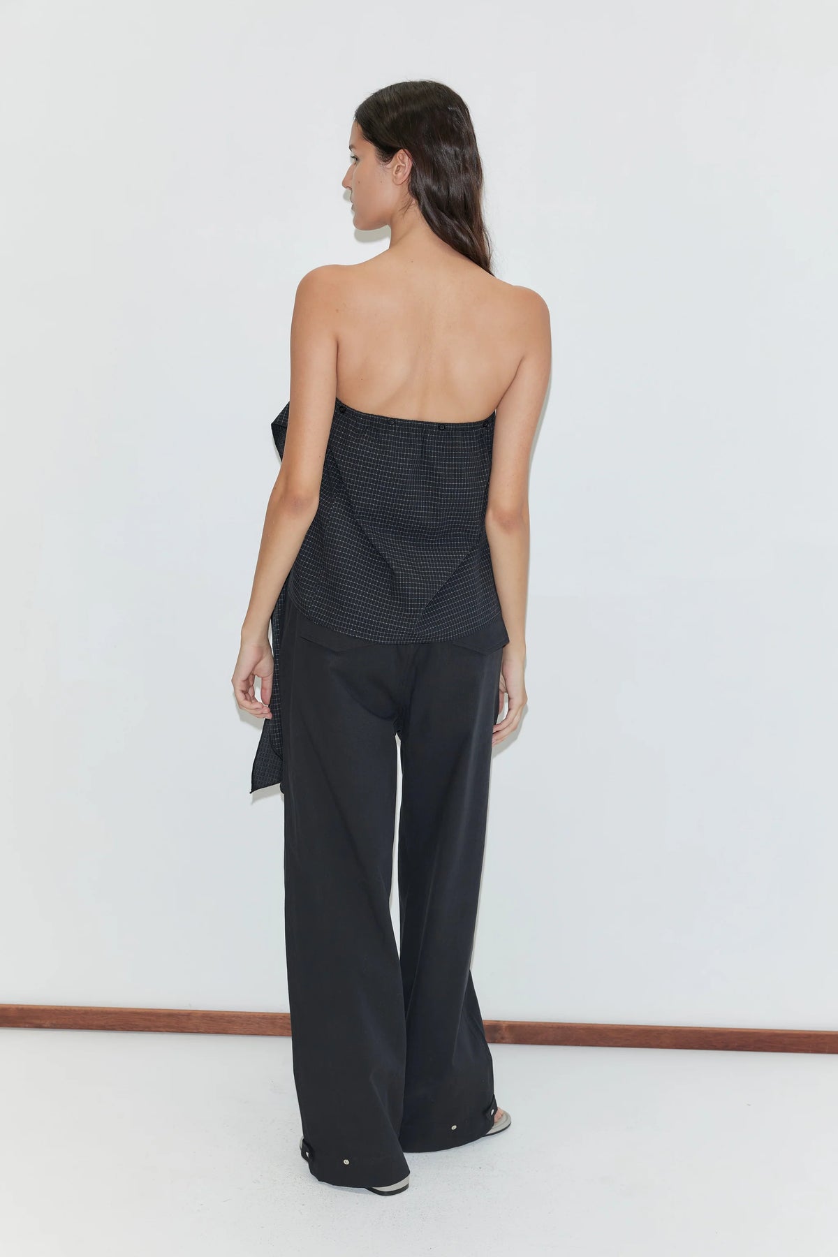 Deiji Studios - Draped Grid-Print Top - Mono Grid