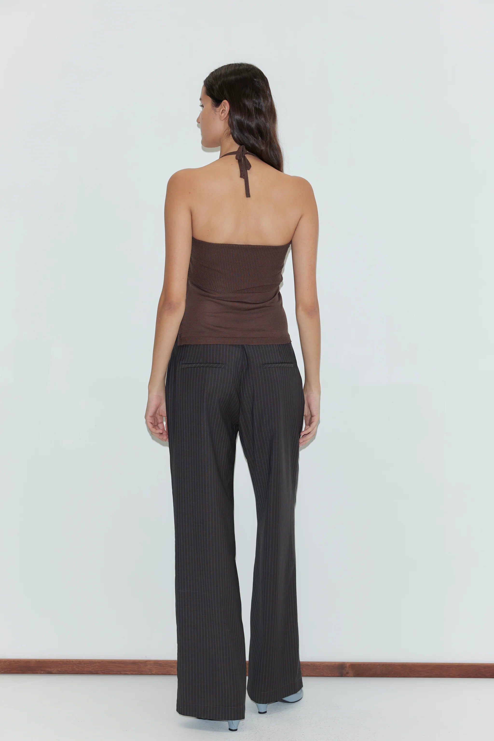 Deiji Studios - Pure Wool Zip Pant Set - Charcoal Stripe