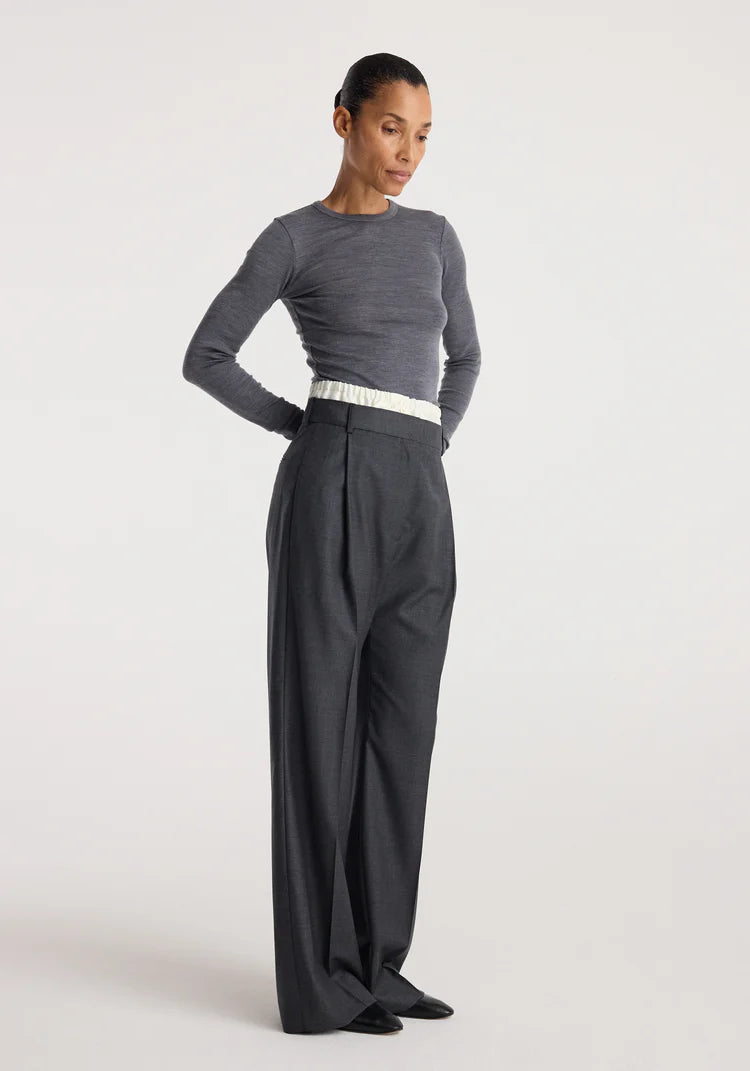 Róhe - Fine Merino Rib Long Sleeve - Anthracite Melange