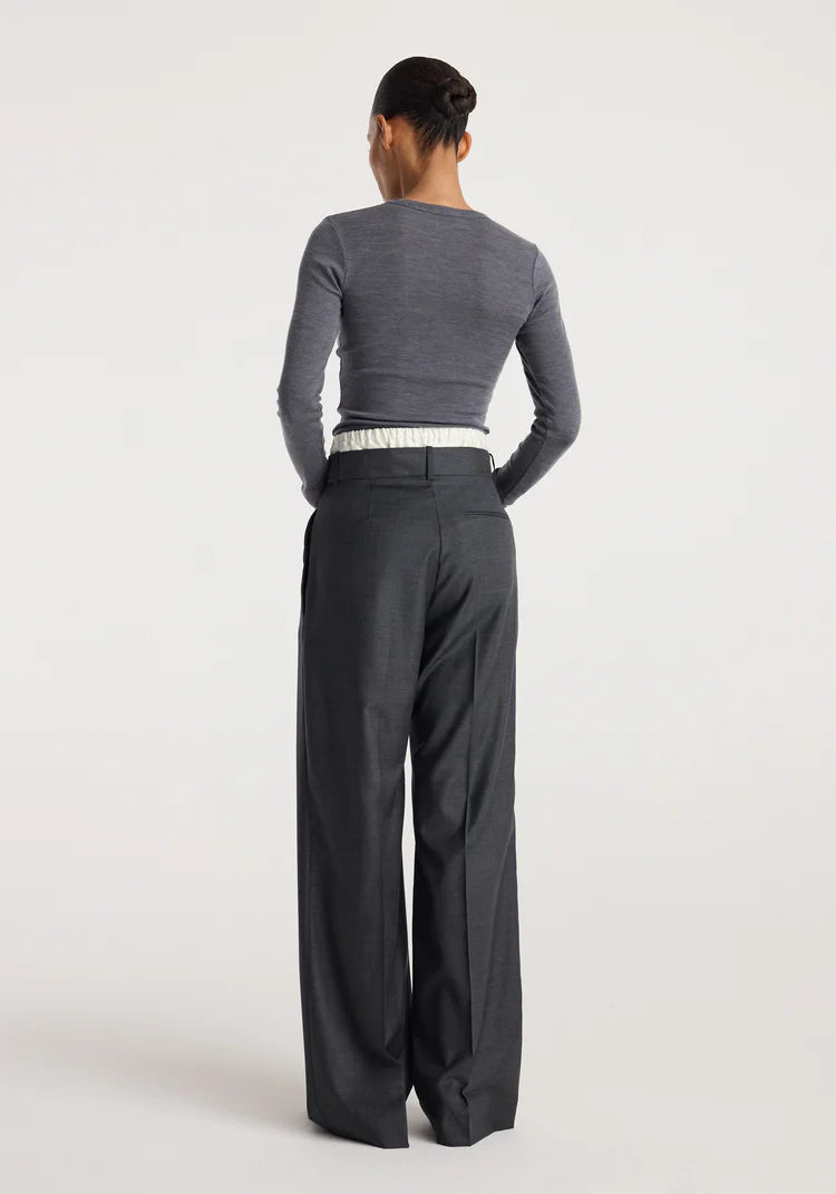 Róhe - Fine Merino Rib Long Sleeve - Anthracite Melange