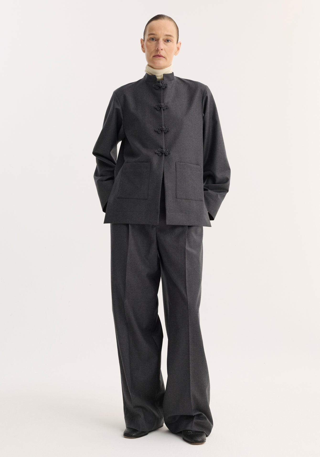 Róhe - Pankou Closure Jacket - Dark Grey Melange