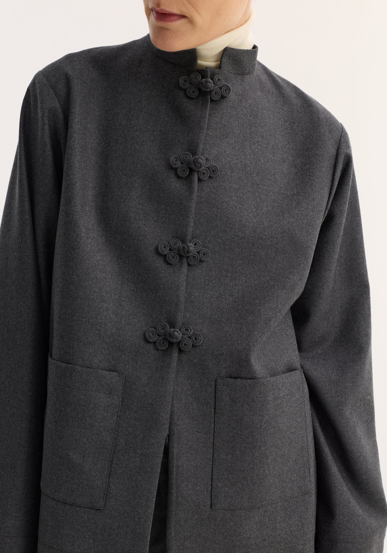 Róhe - Pankou Closure Jacket - Dark Grey Melange