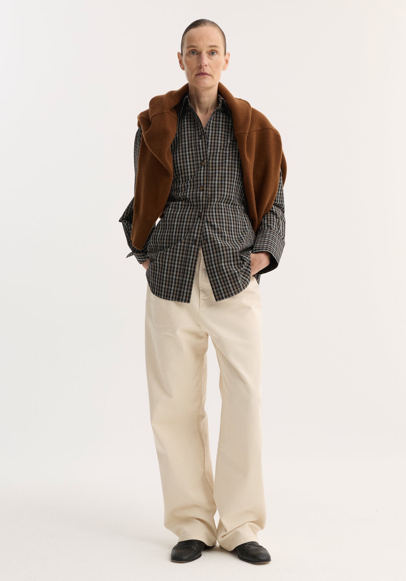 Róhe –  Checked Shirt - Black and Brown