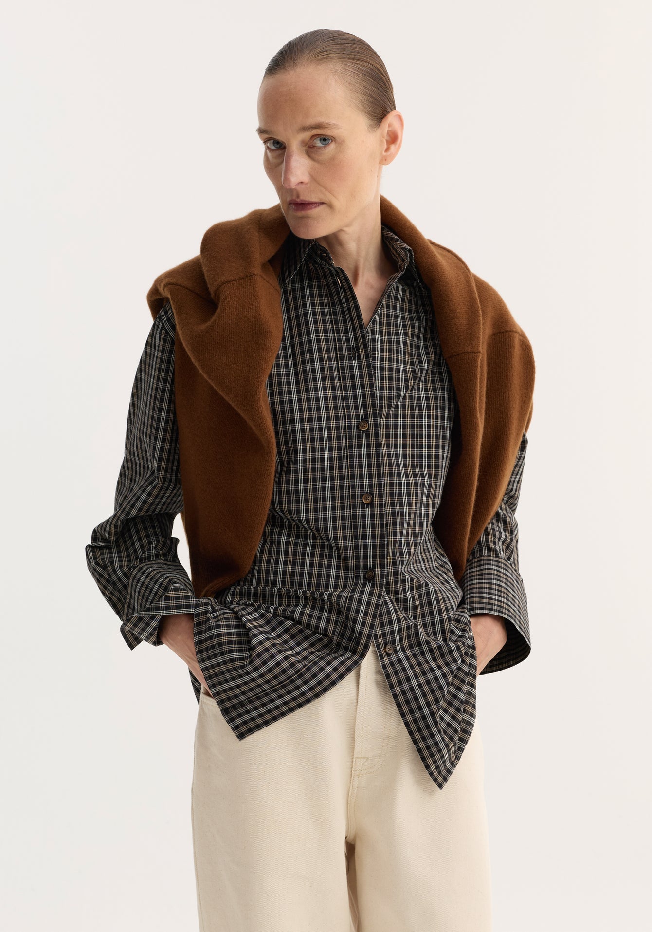 Róhe –  Checked Shirt - Black and Brown