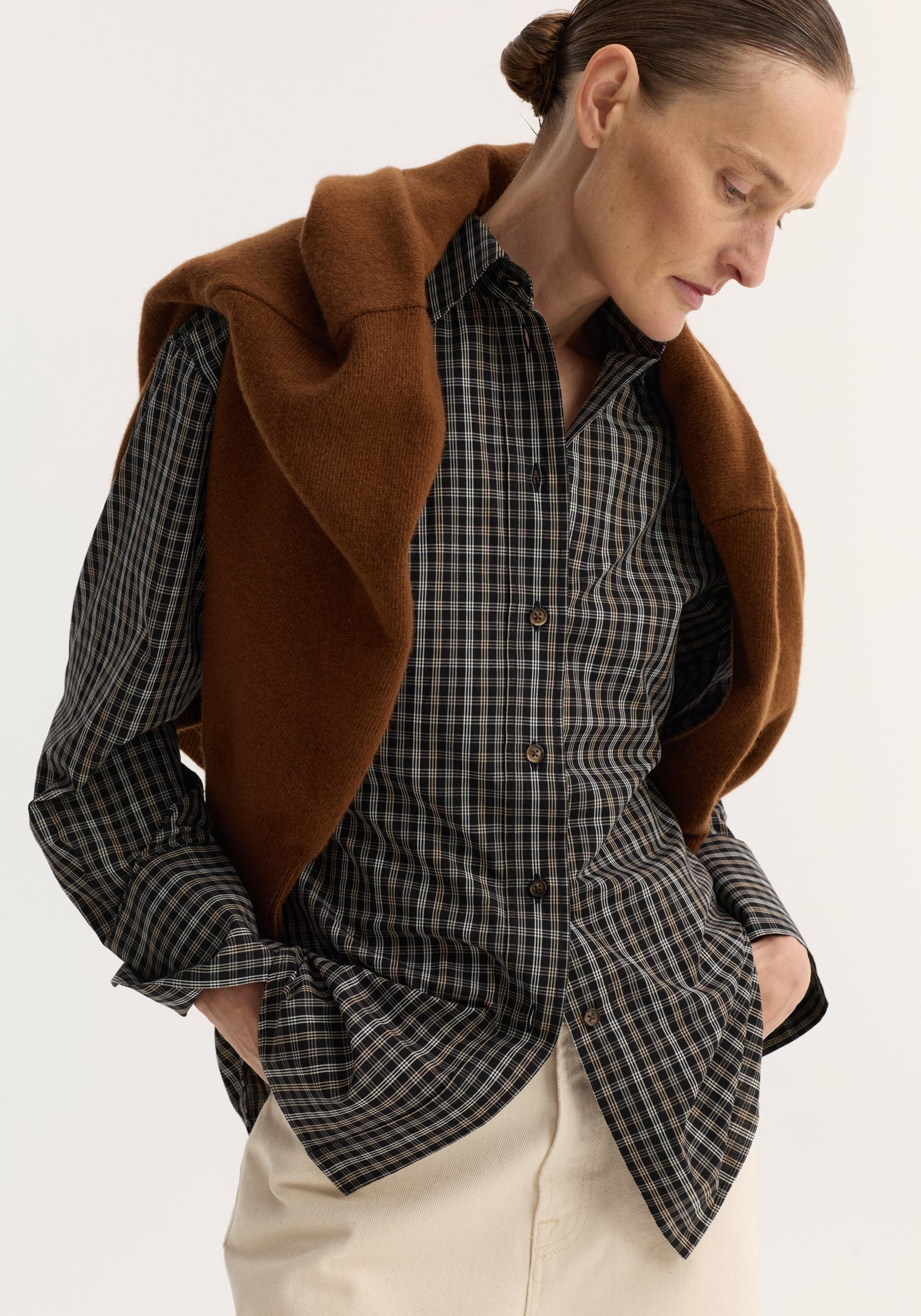 Róhe –  Checked Shirt - Black and Brown