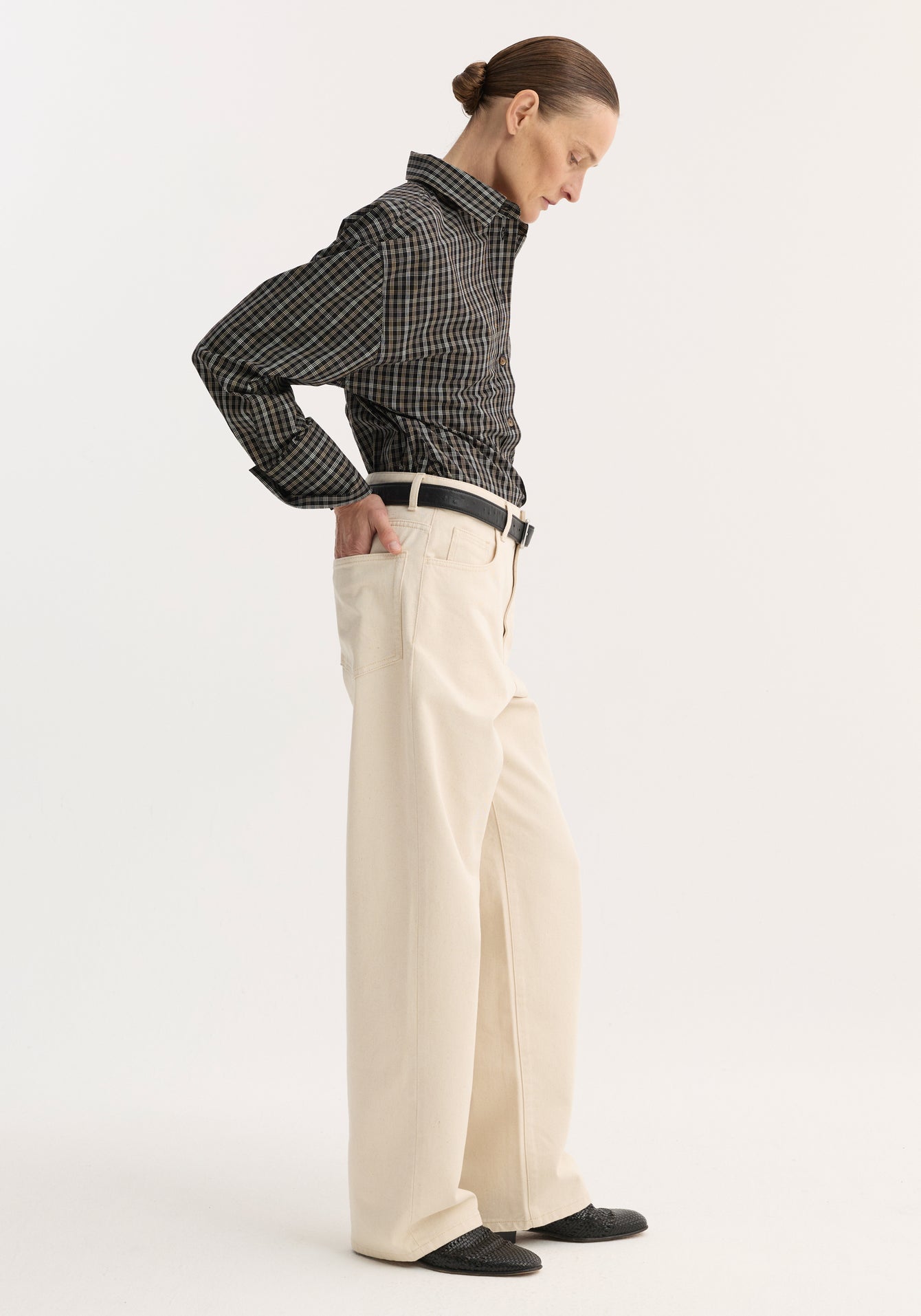Róhe –  Checked Shirt - Black and Brown