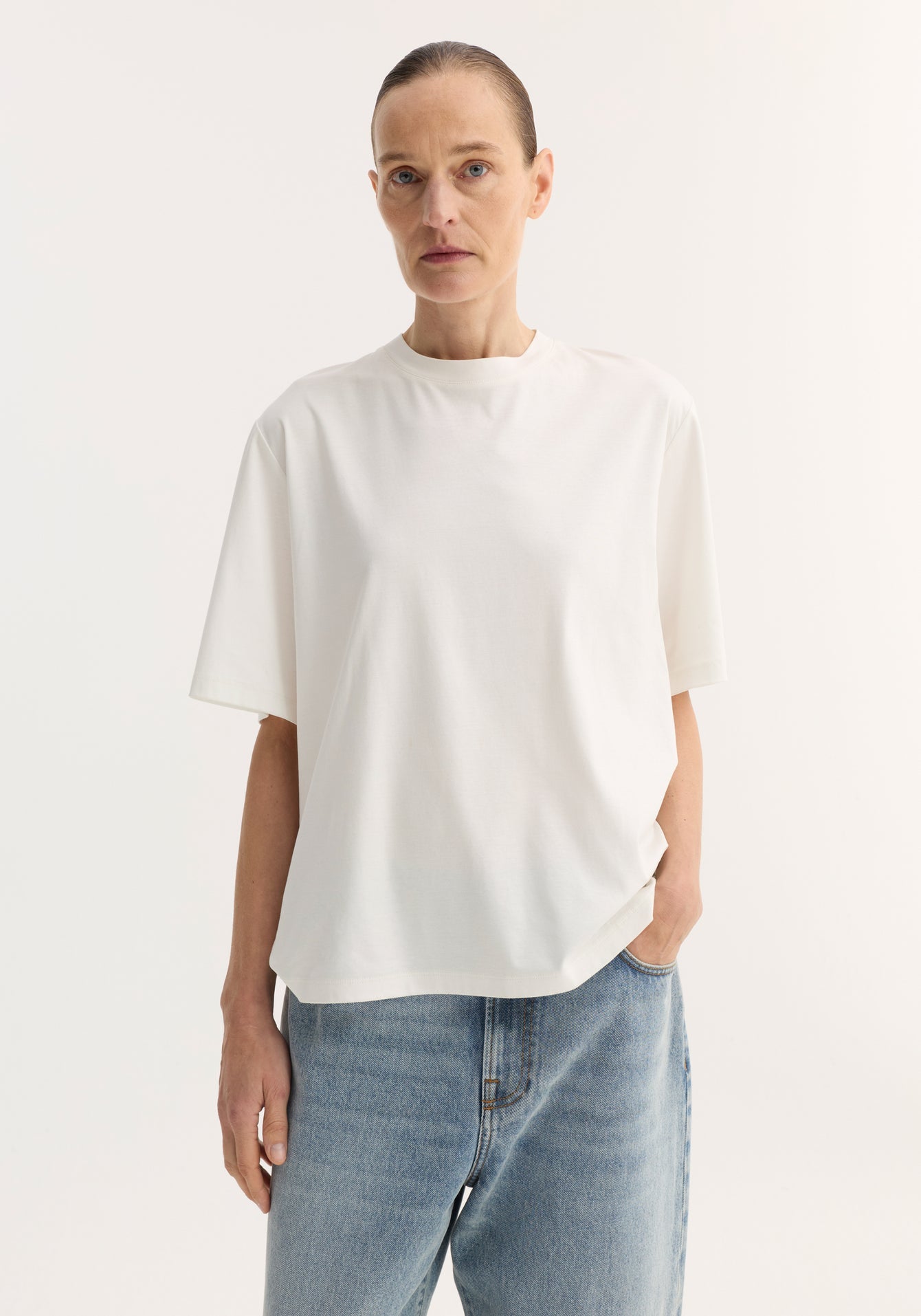 Róhe – Oversized Cotton Silk T-Shirt - Off White