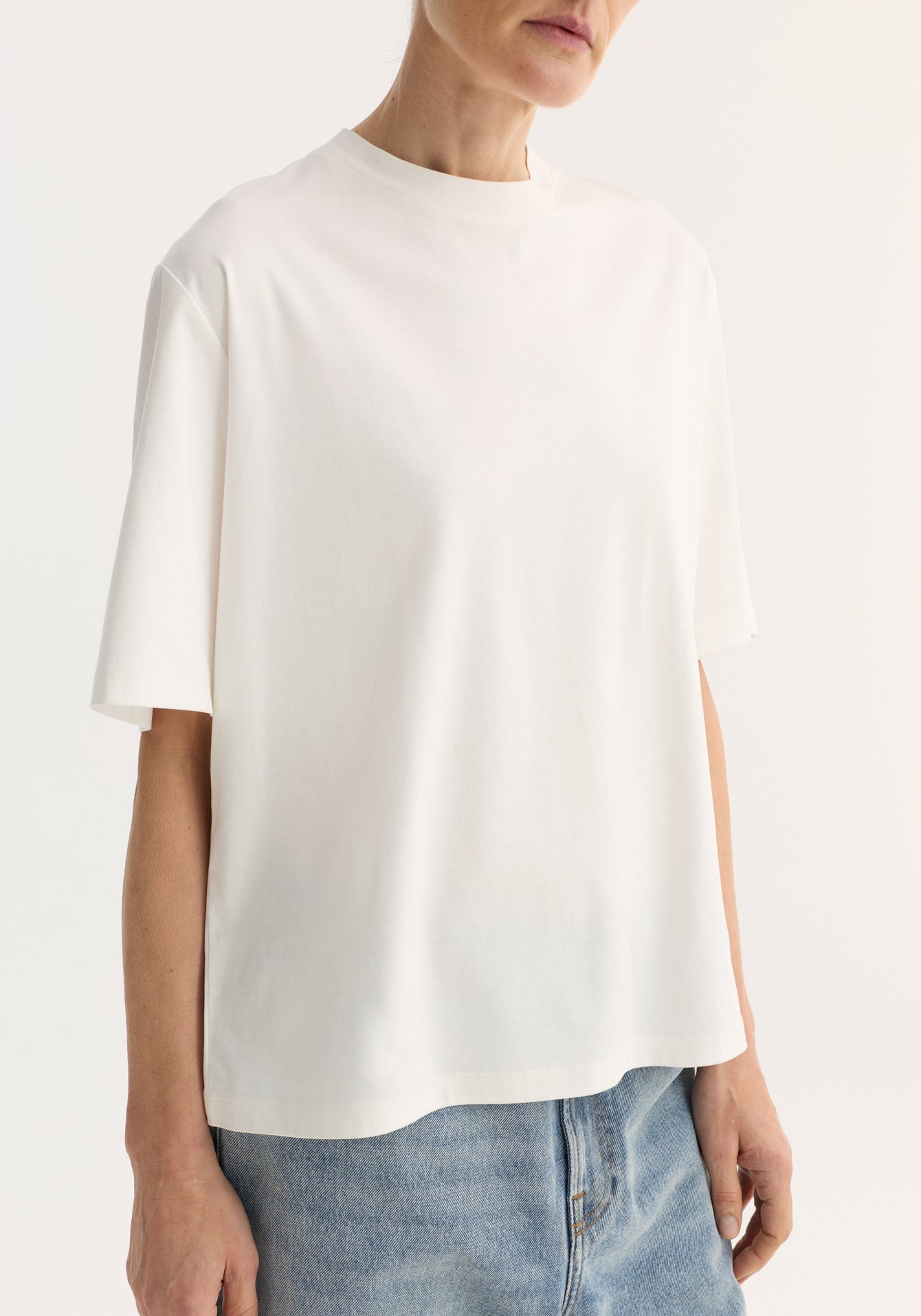 Róhe – Oversized Cotton Silk T-Shirt - Off White