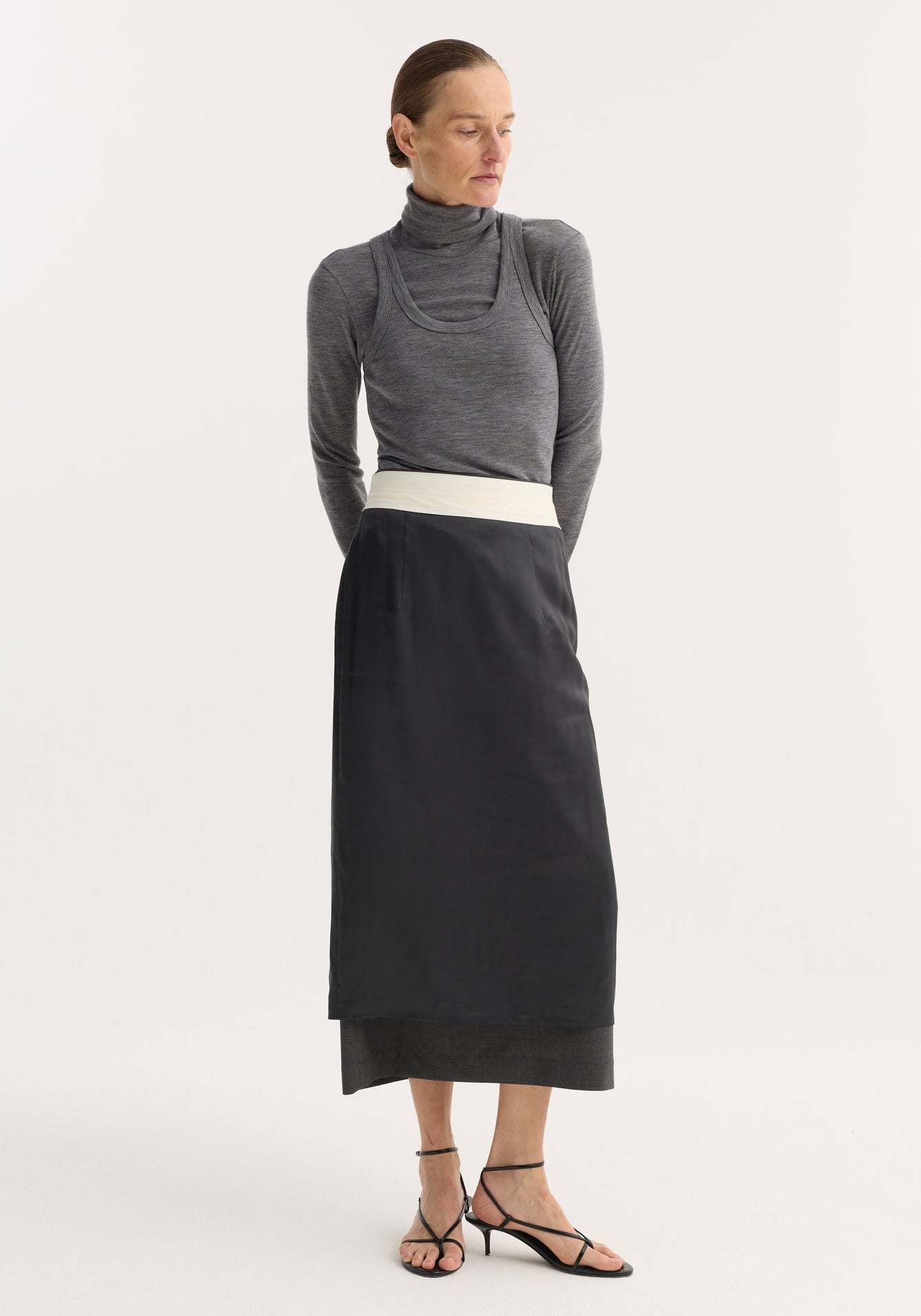 Róhe - Inside-Out Skirt - Dark Grey Melange