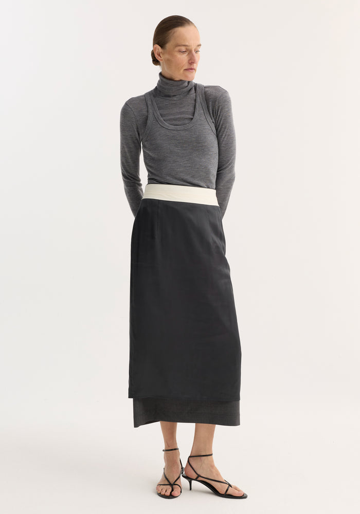 Róhe - Inside-Out Skirt - Dark Grey Melange
