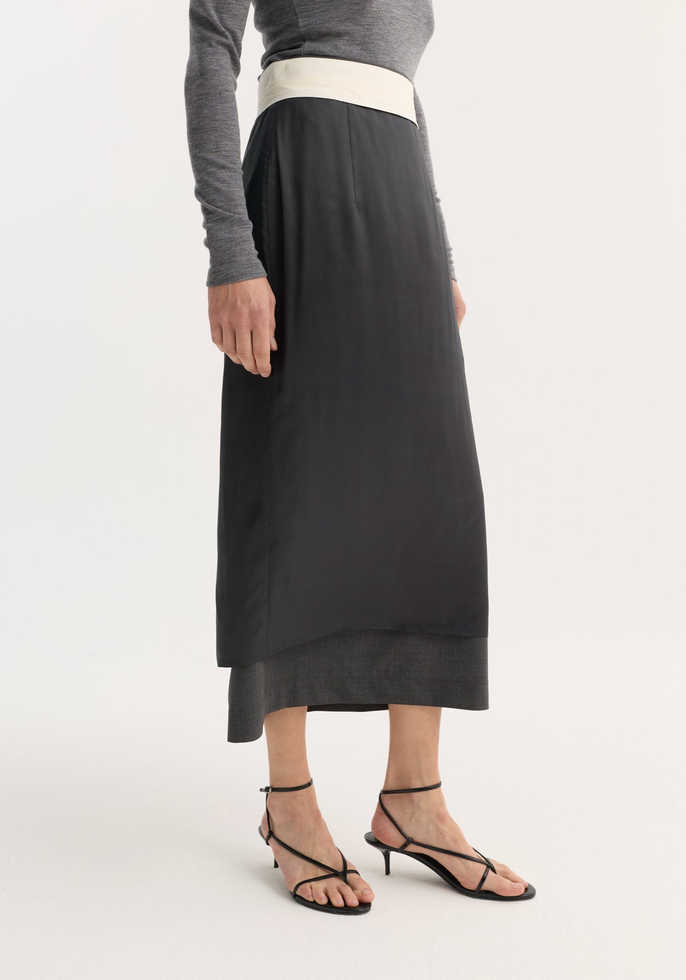 Róhe - Inside-Out Skirt - Dark Grey Melange