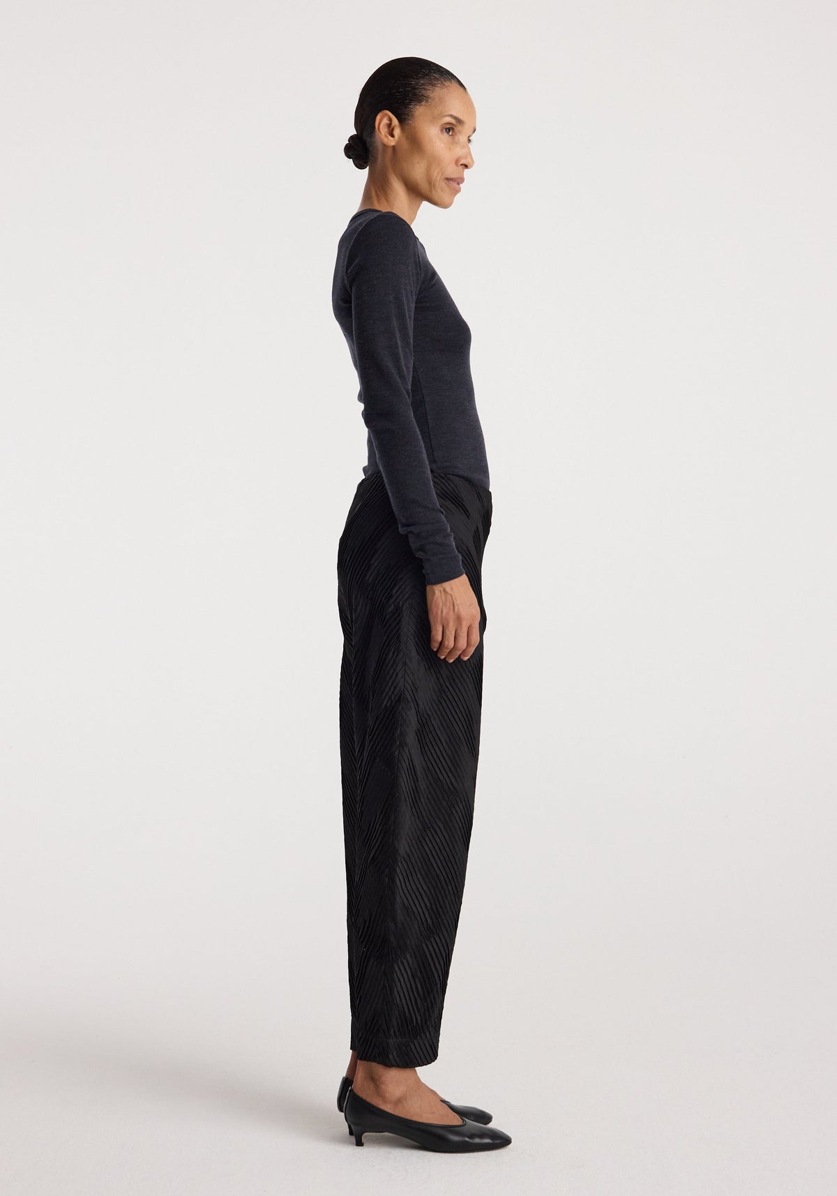 Róhe - Fine Merino Rib Long Sleeve Top - Anthracite Melange