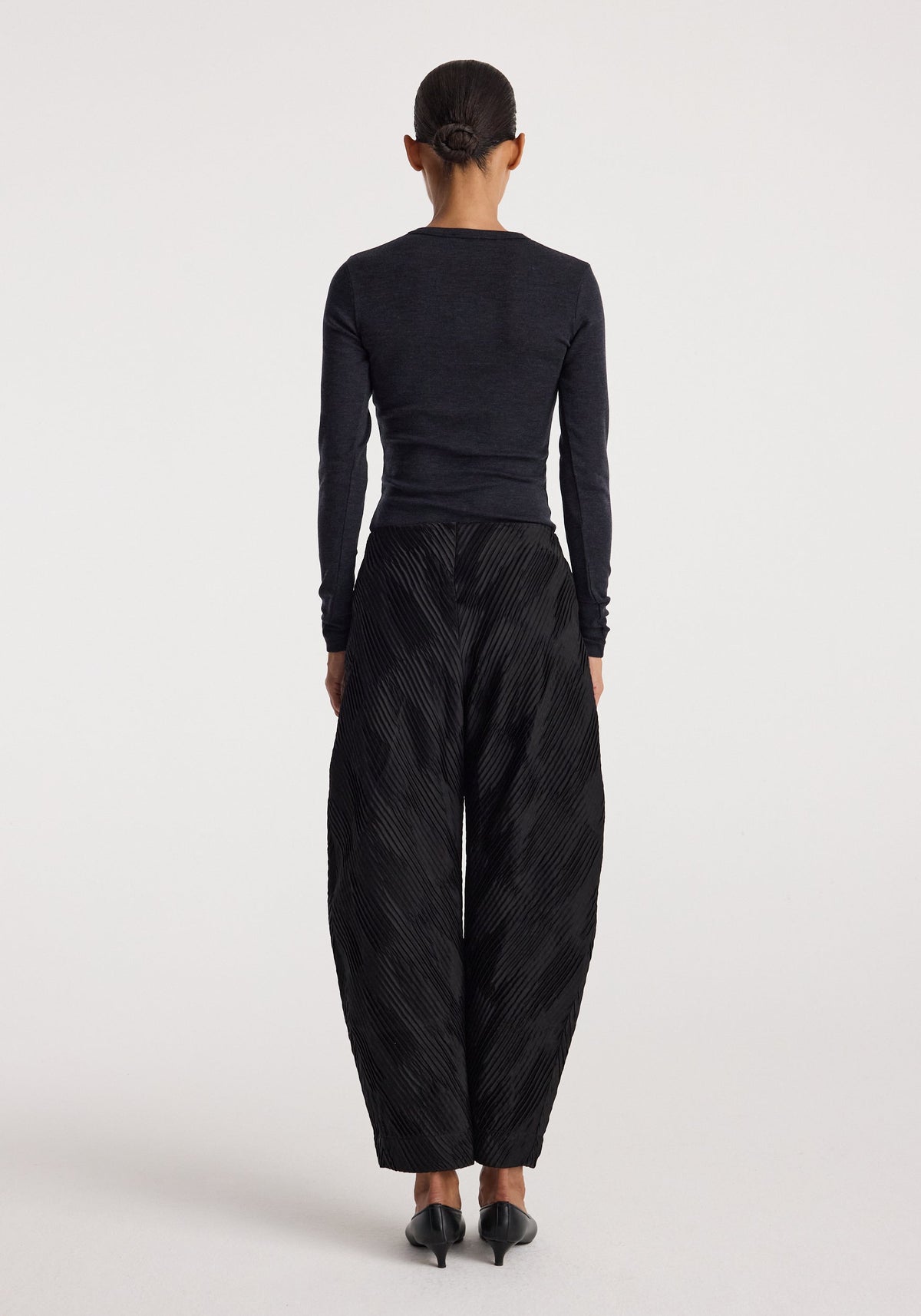Róhe - Fine Merino Rib Long Sleeve Top - Anthracite Melange