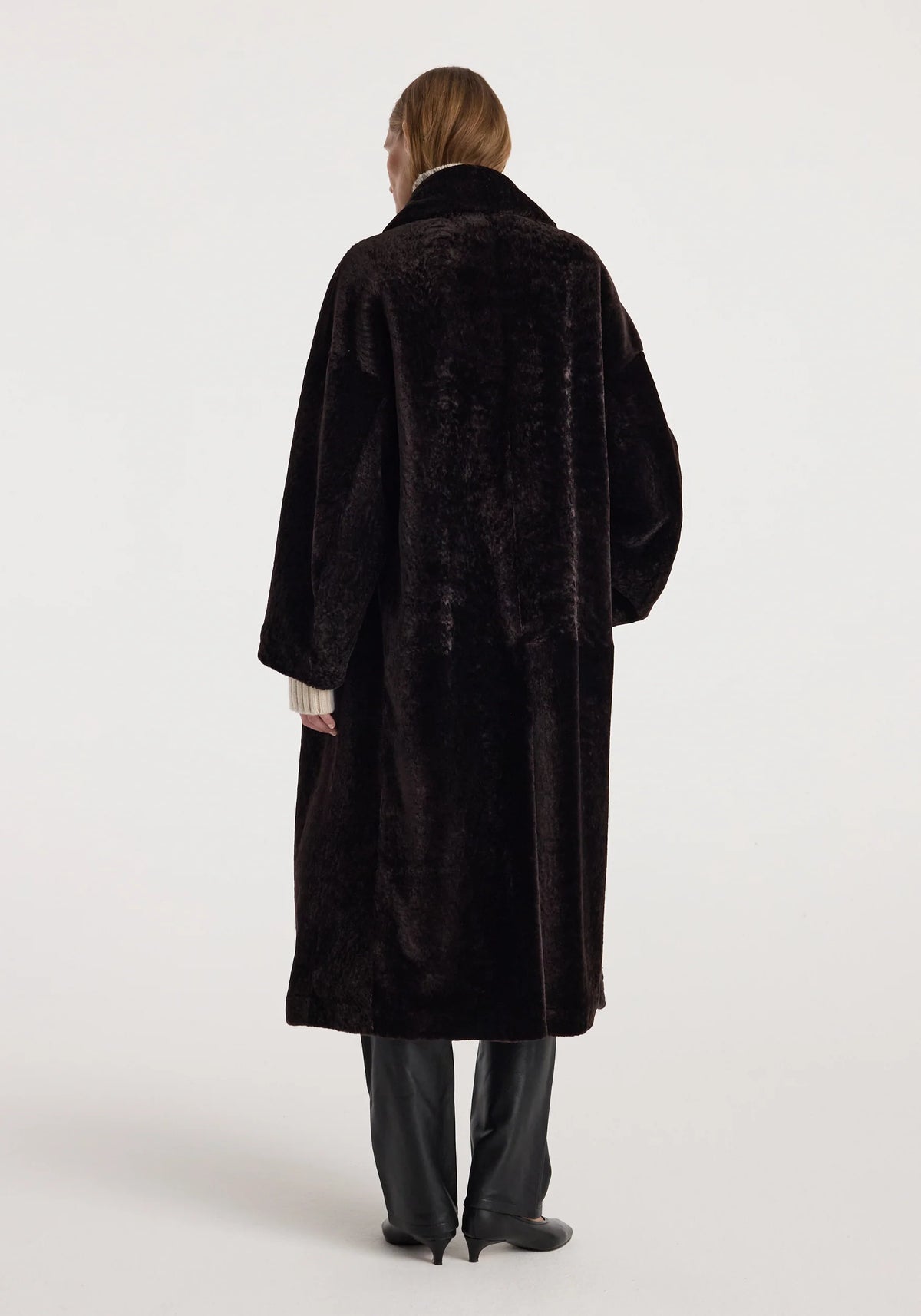 Róhe - Shearling Shawl Collar Coat - Dark Chocolate