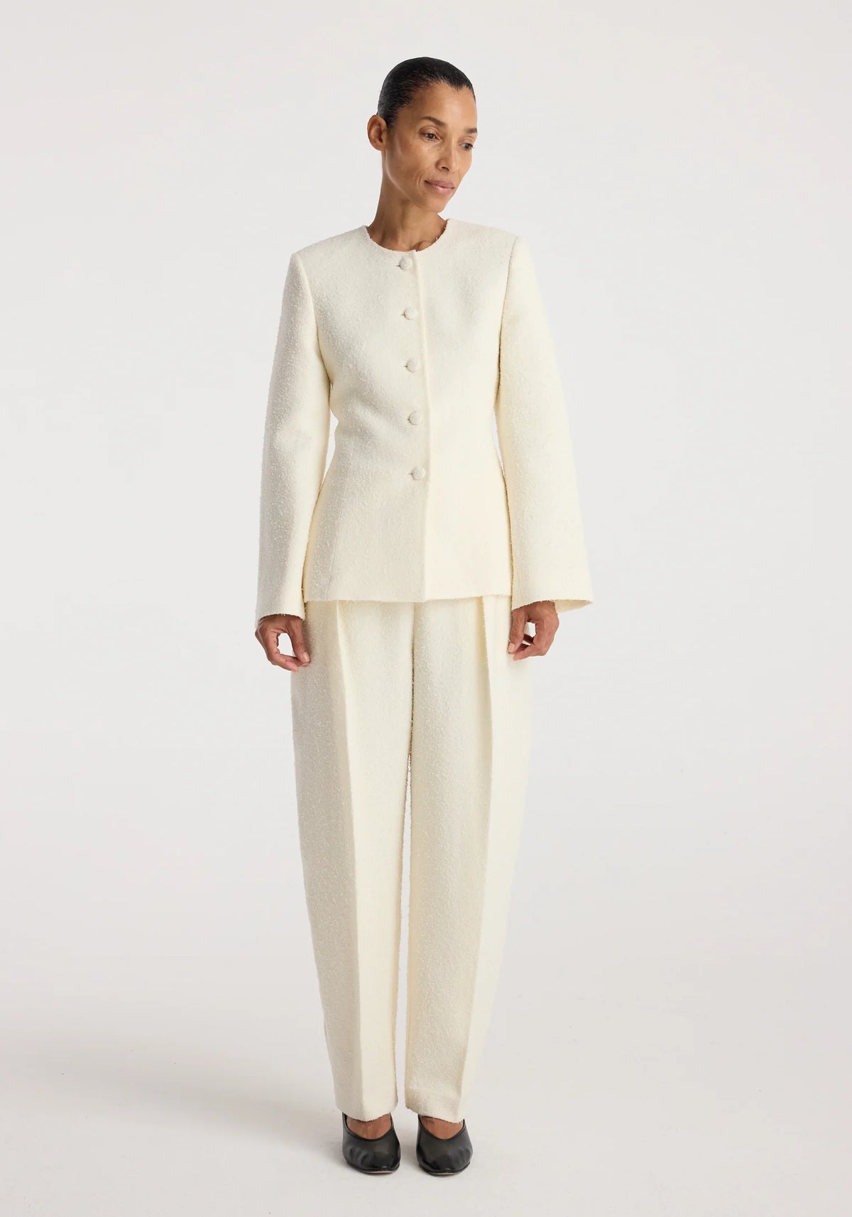 Róhe - Puck Bouclé Tailored Trousers - Cream