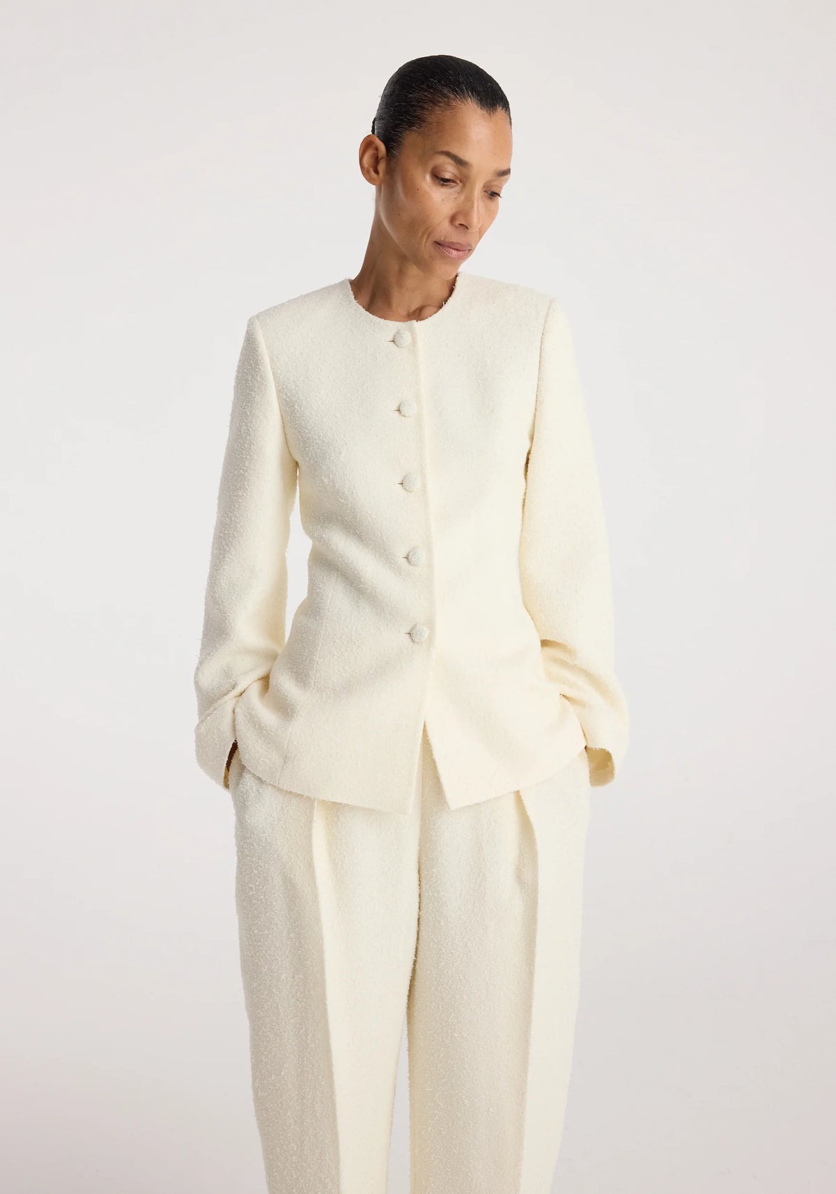 Róhe - Bouclé Shaped Blazer - Cream