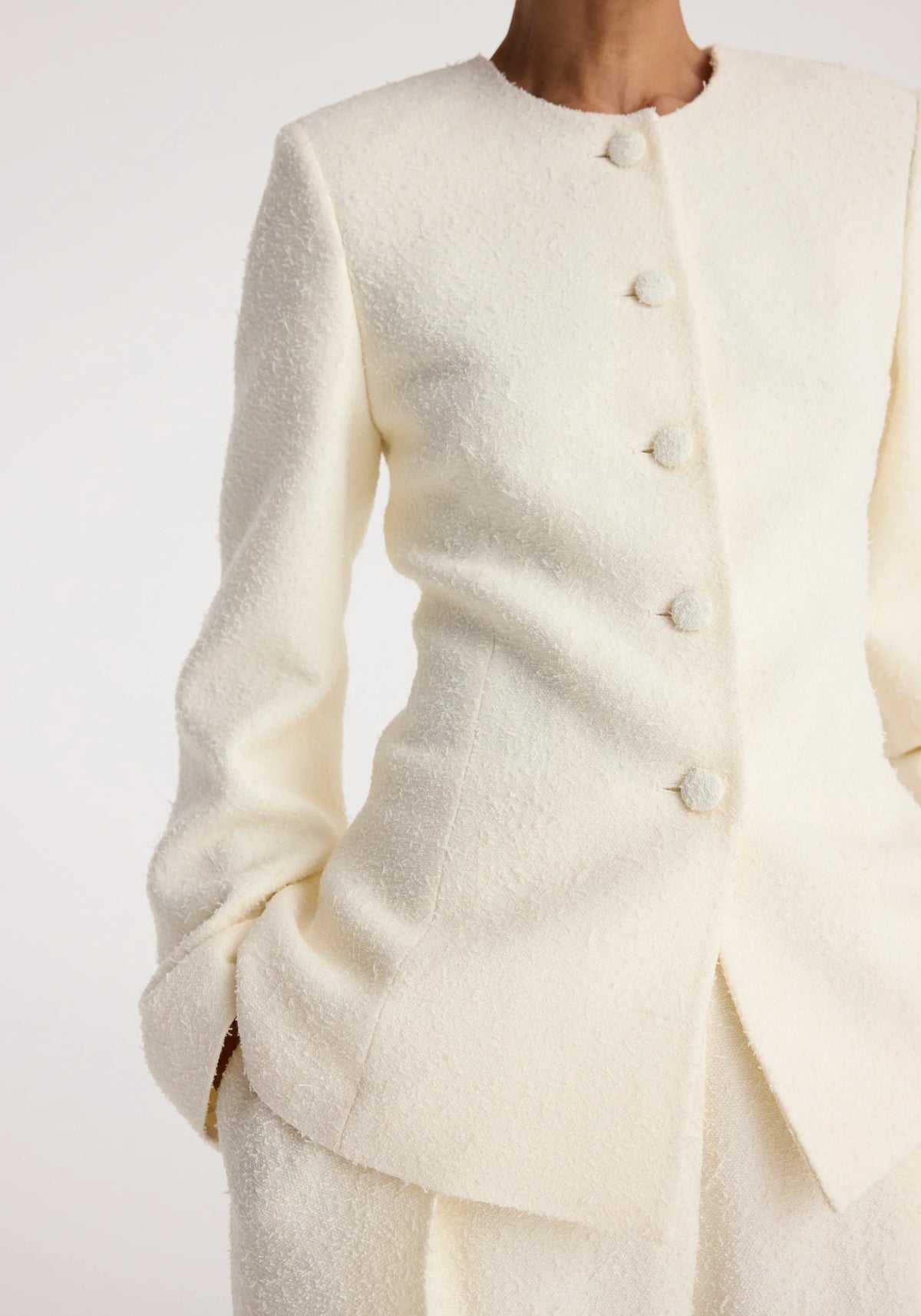 Róhe - Bouclé Shaped Blazer - Cream