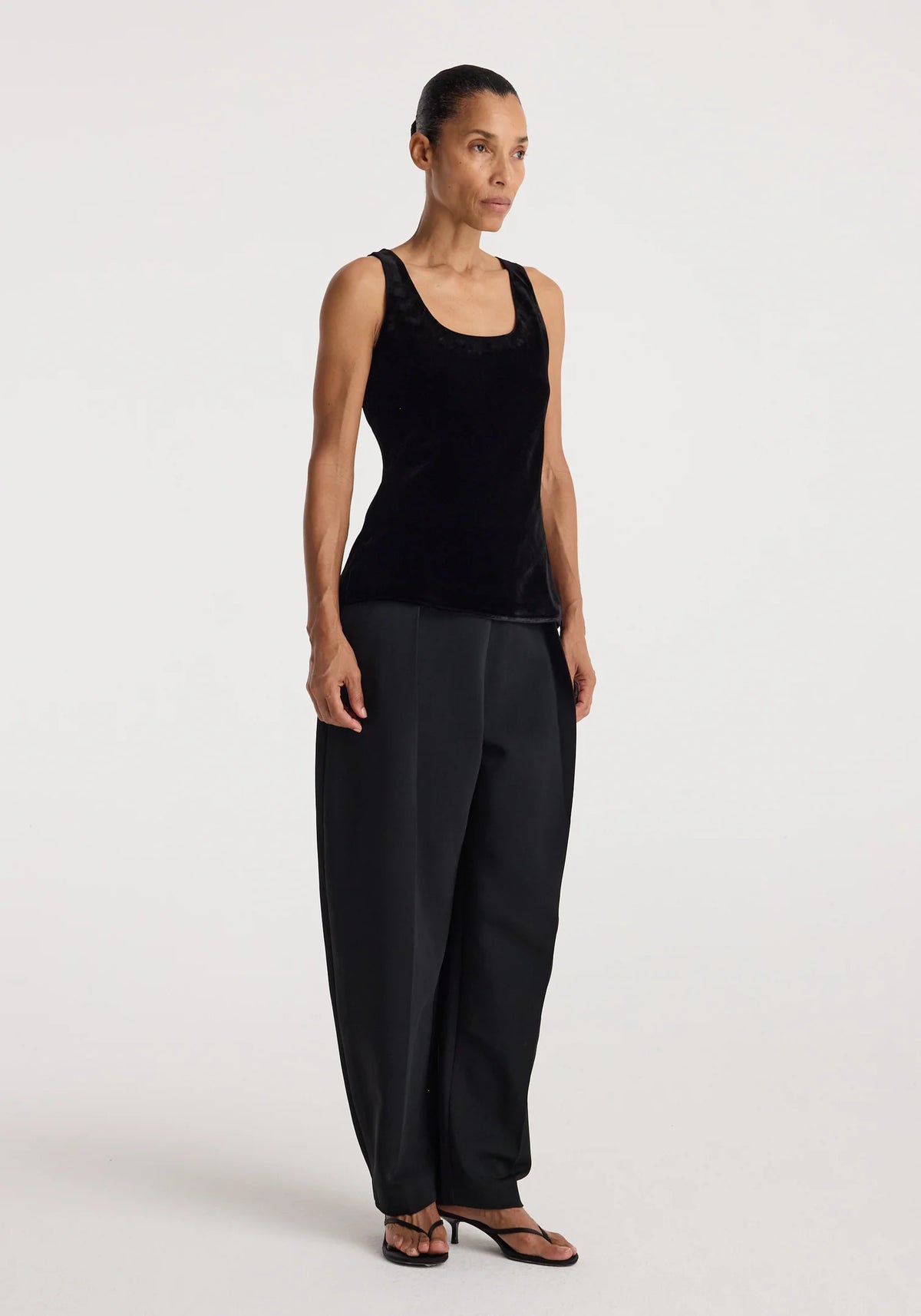 Róhe - Scoop Neck Silk Velvet Top - Black