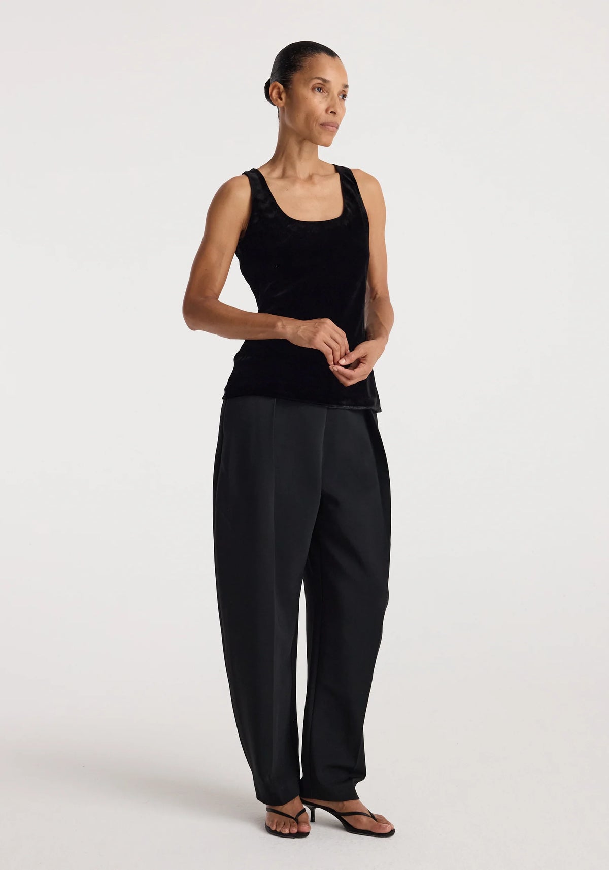 Róhe - Scoop Neck Silk Velvet Top - Black