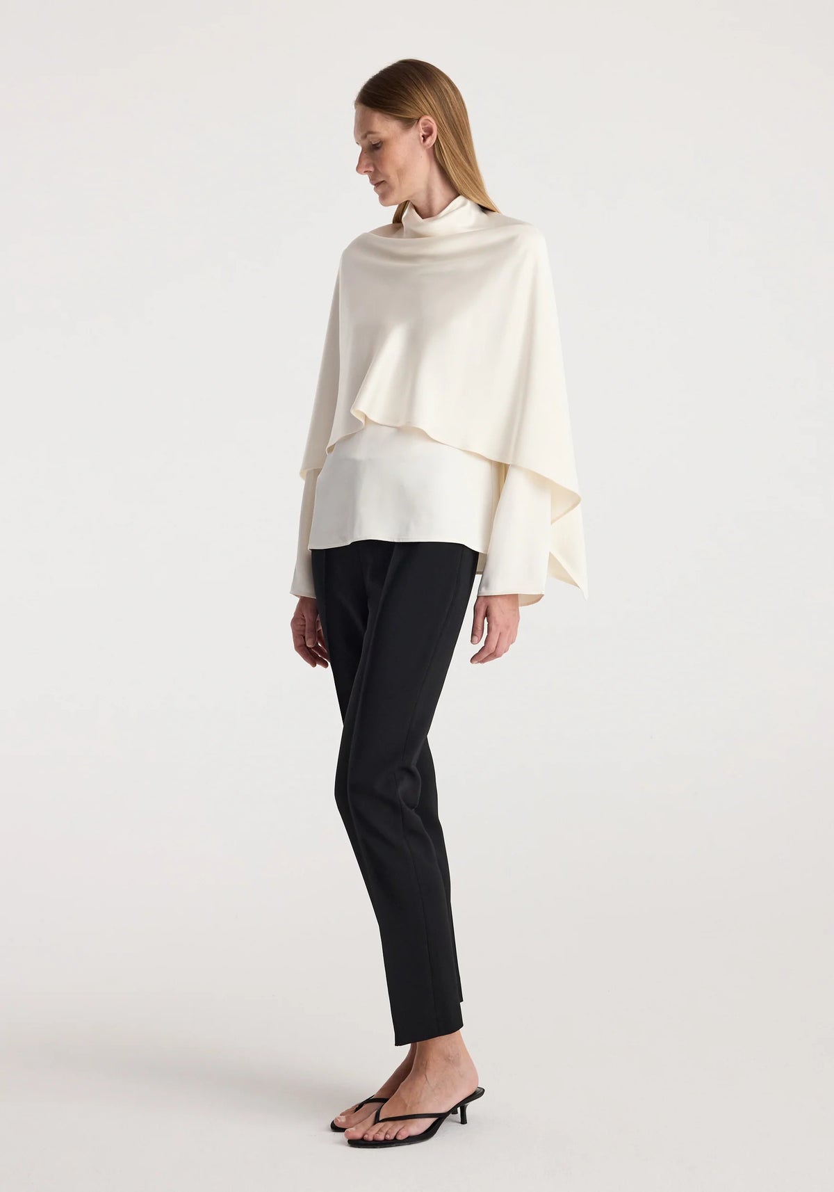 Róhe - Satin Cape Top - Cream