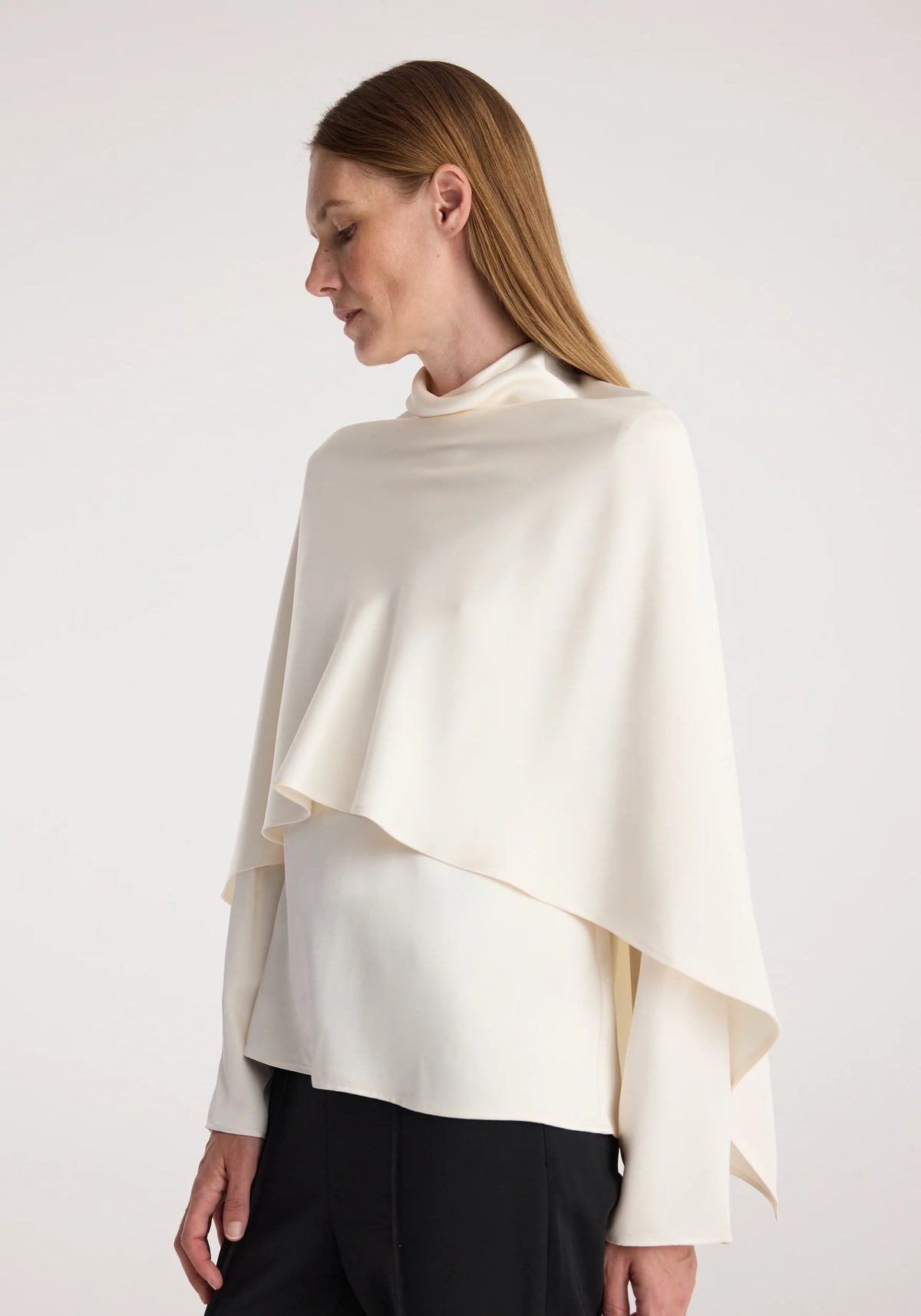 Róhe - Satin Cape Top - Cream