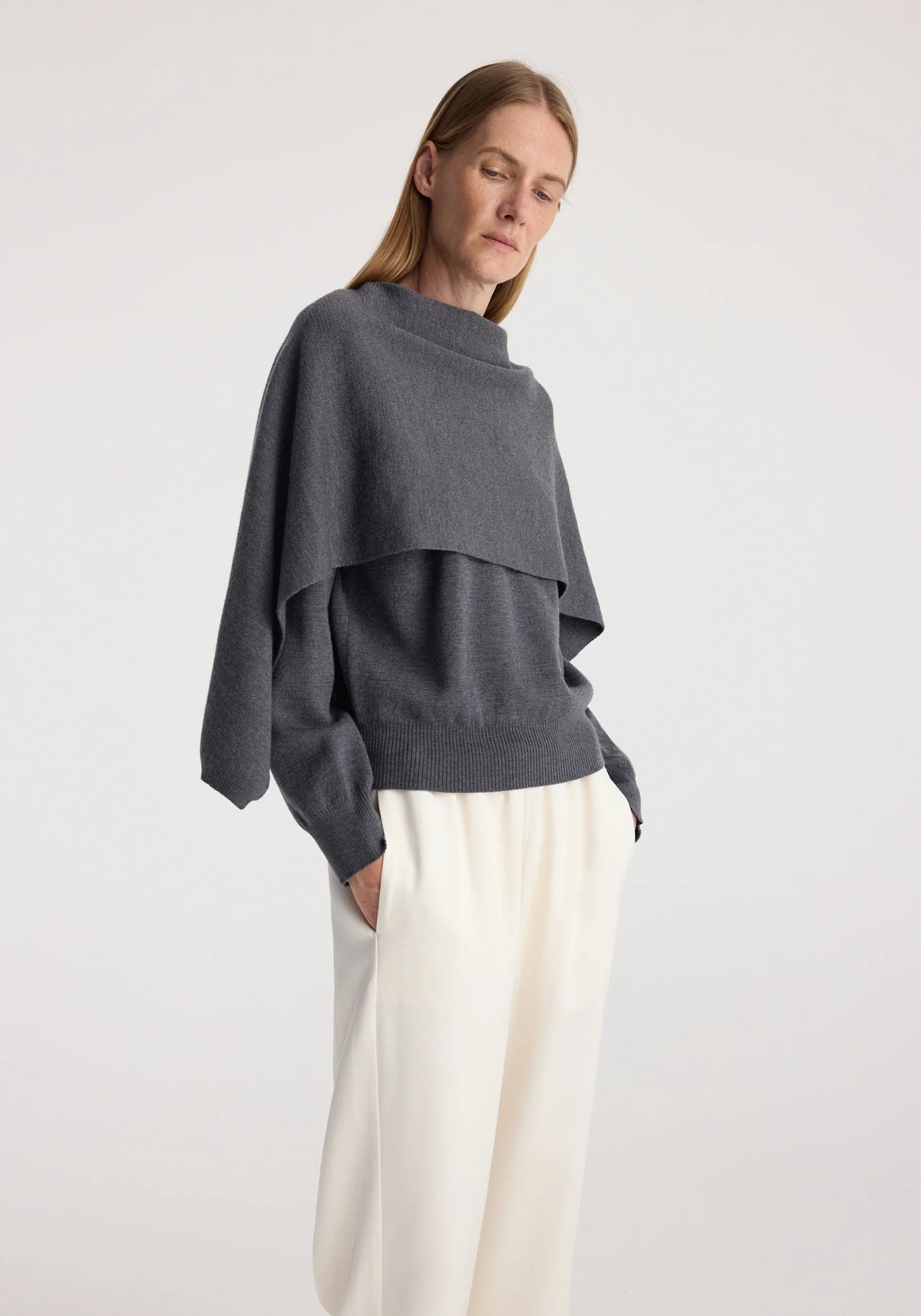 Róhe - Cape Jumper - Dark Grey Melange