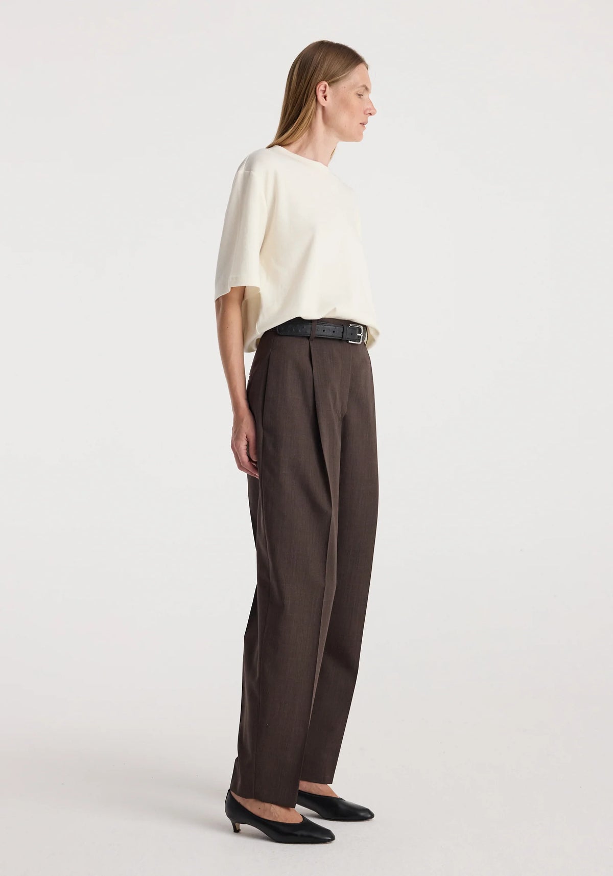 Róhe - Daria Pleat Trousers - Dark Brown
