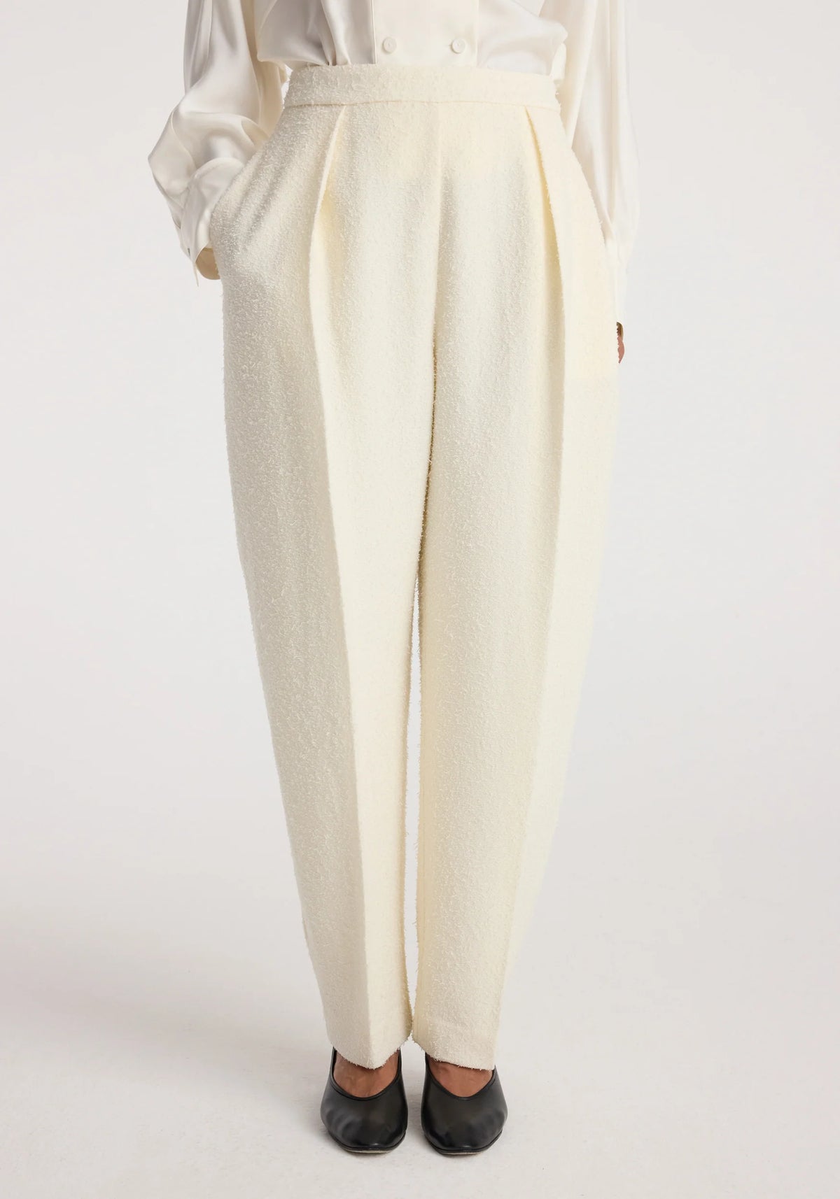 Róhe - Puck Bouclé Tailored Trousers - Cream