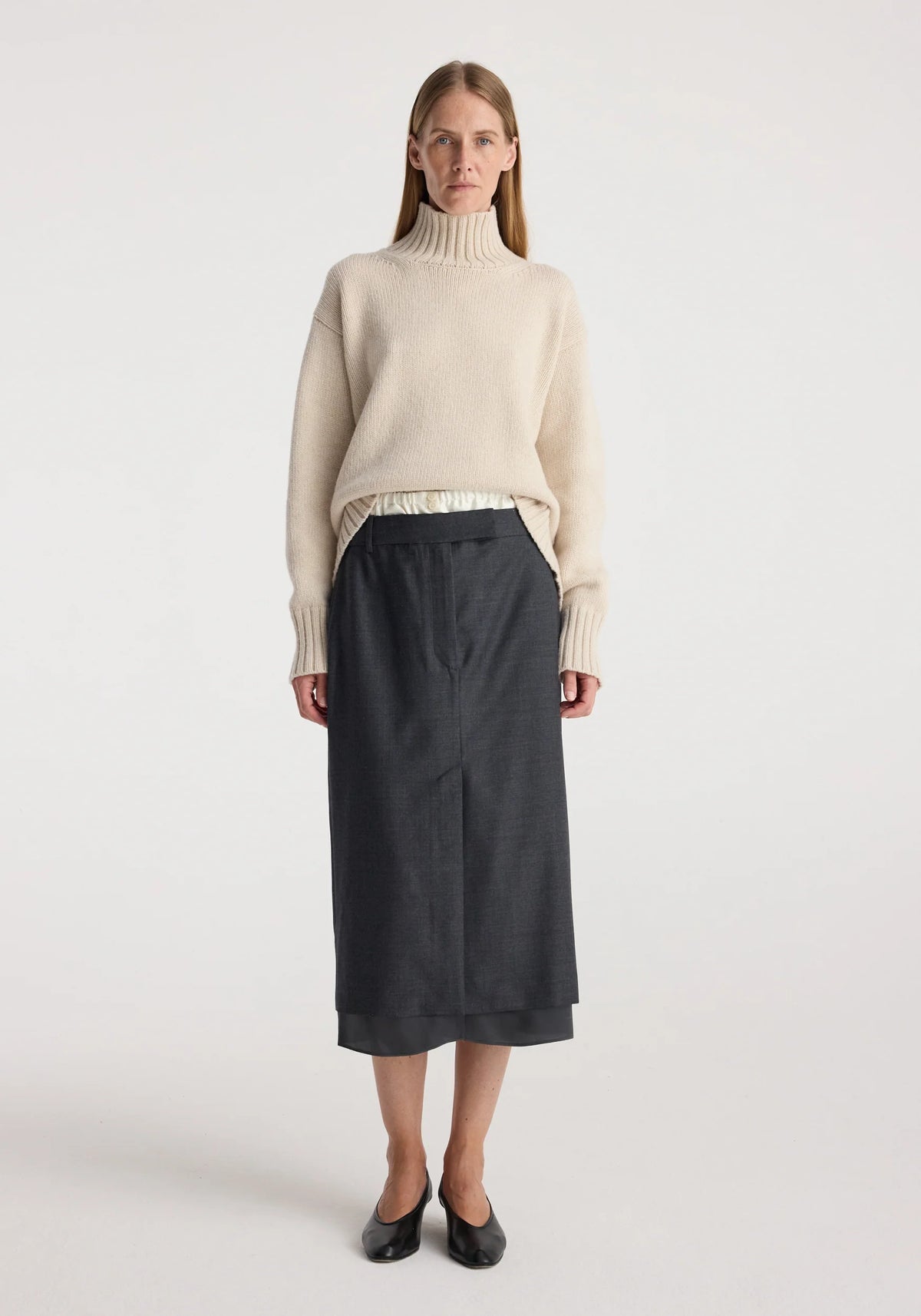 Róhe - Boxer Detailed Skirt - Dark Grey Melange