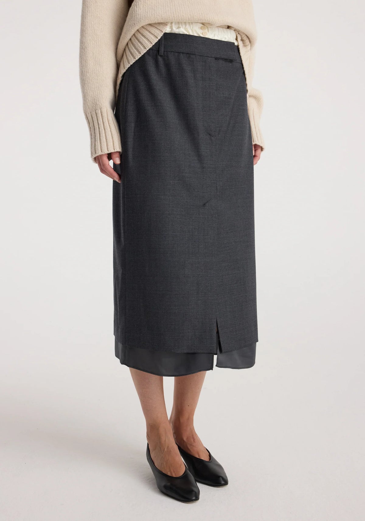 Róhe - Boxer Detailed Skirt - Dark Grey Melange