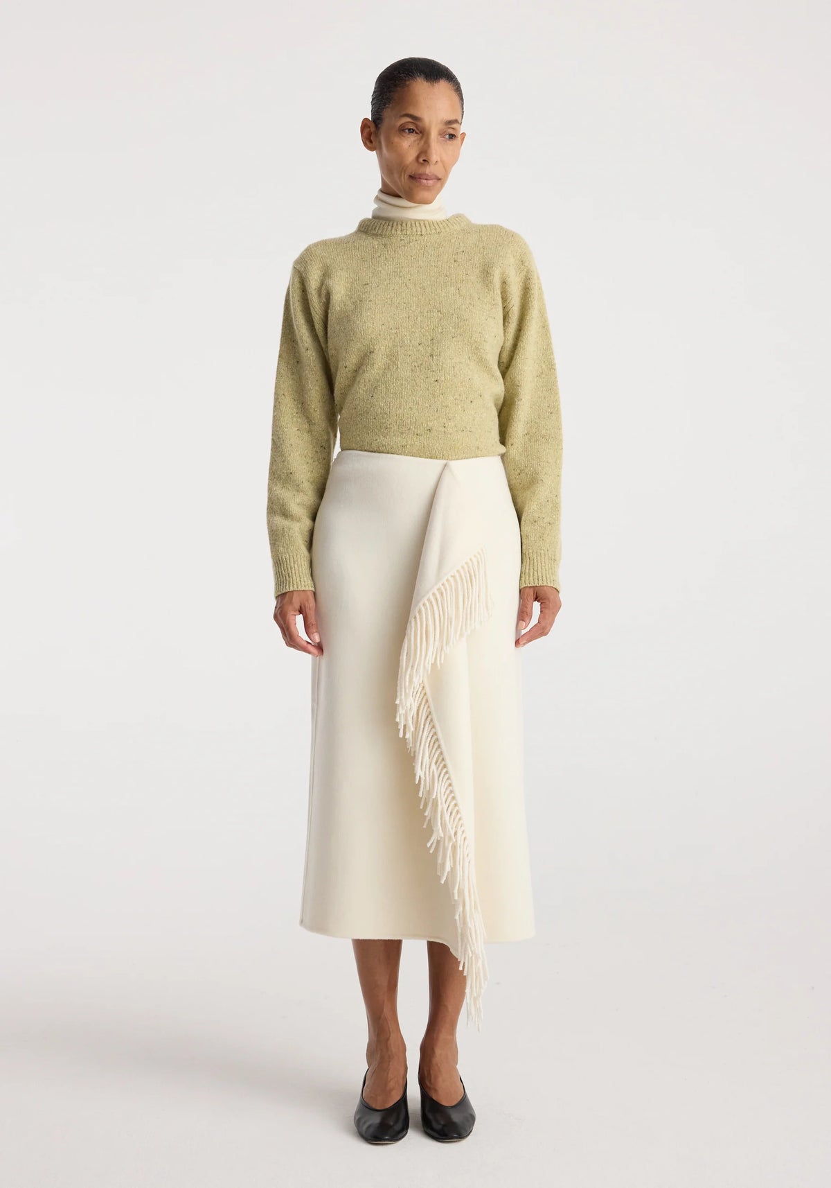 Róhe - Double Faced Fringe Skirt - Off White