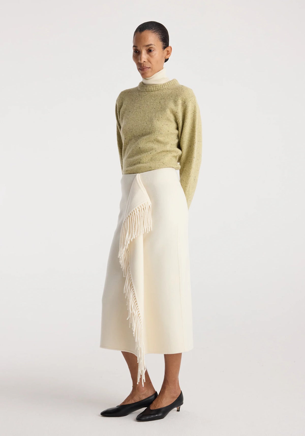 Róhe - Double Faced Fringe Skirt - Off White