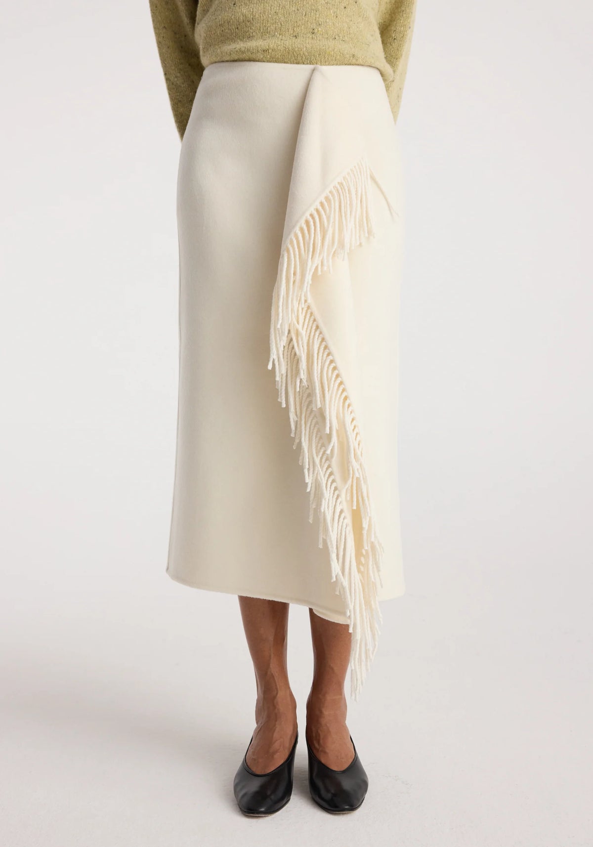 Róhe - Double Faced Fringe Skirt - Off White