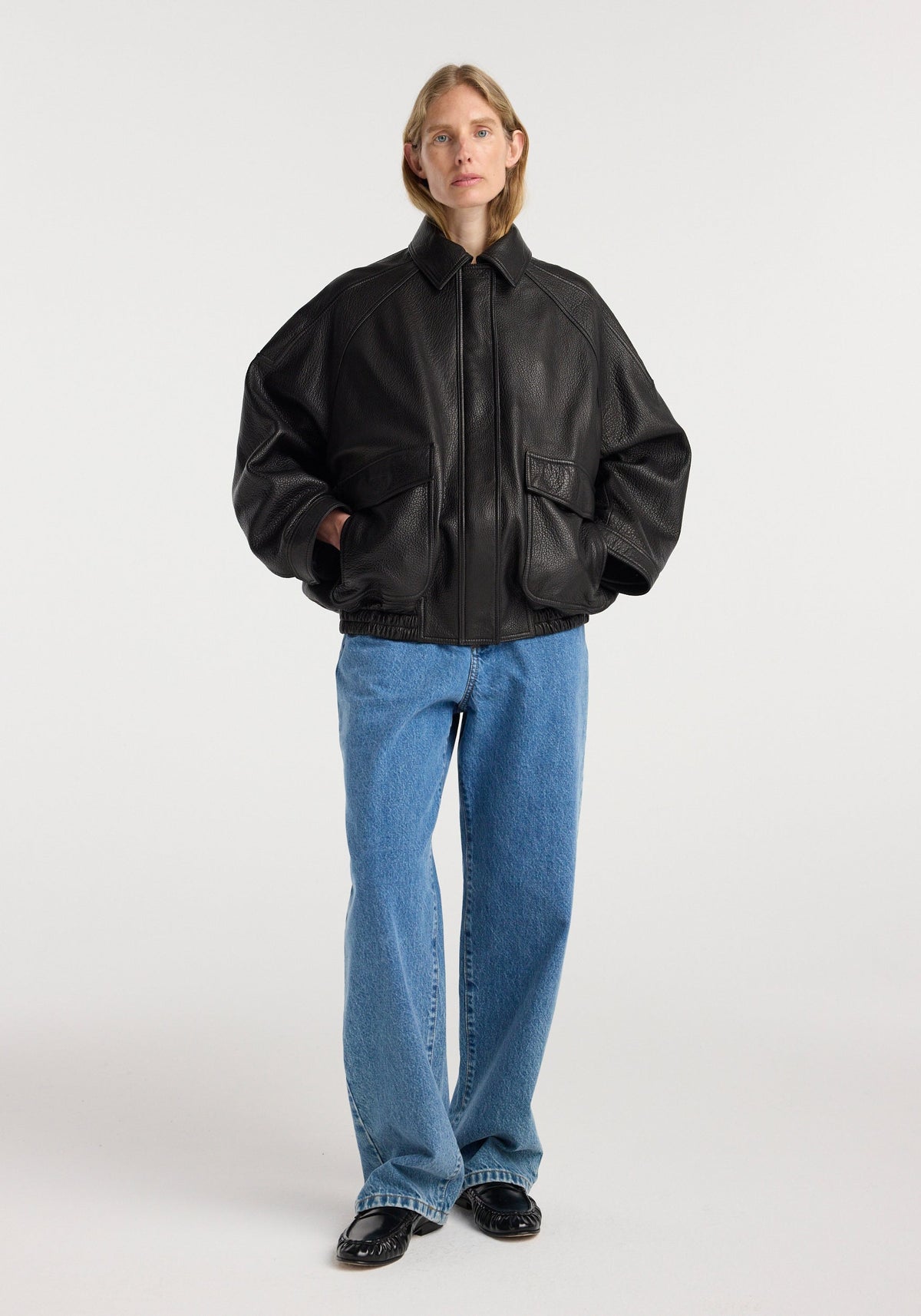 Róhe - Grain Nappa Aviator Jacket - Black